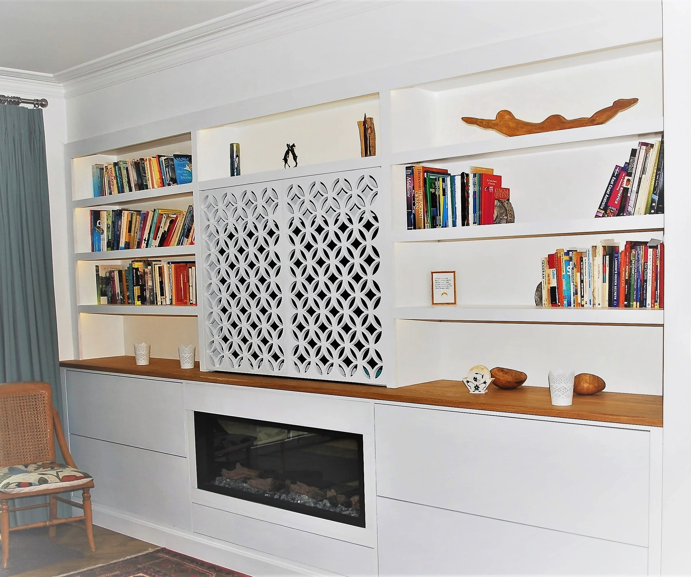 Beautiful contemporary Living room cabinetry for a home on the westcliffe in Bournemouth