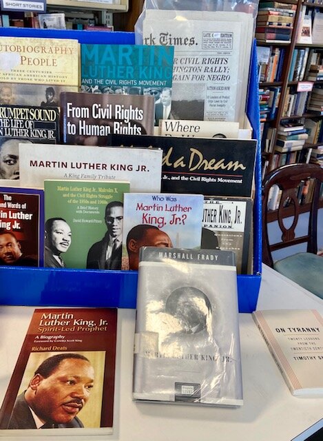  Our display of part of this month’s Dr King’s featured topic collection (with ephemera), and we also have a deep overall African American History &amp; Culture Collection on the shelves. 