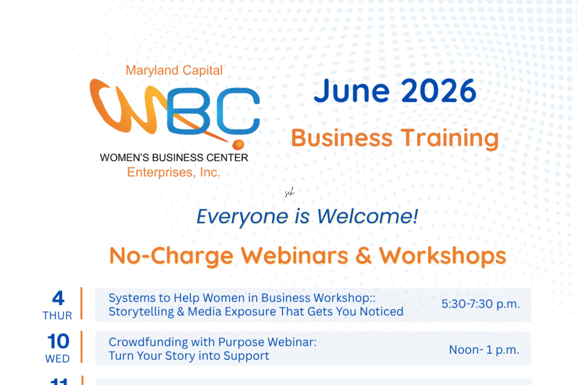 Maryland Capital Enterprises Women’s Business Center Announces June 2026 No-Charge  Business Workshops and Webinars 