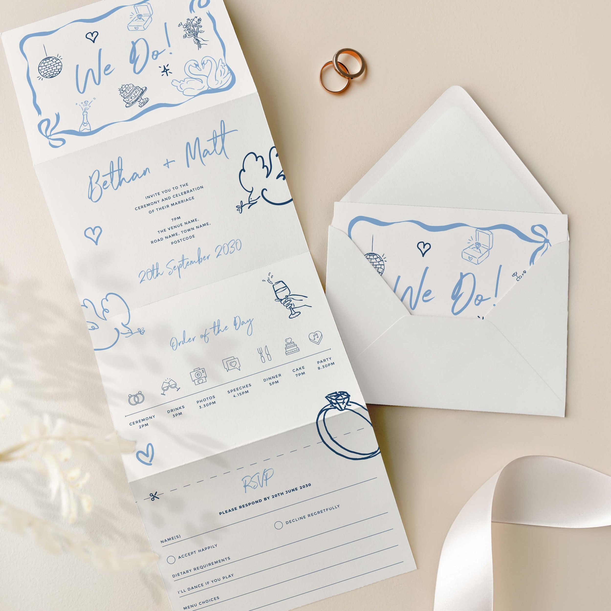 Hand Drawn Concertina invites