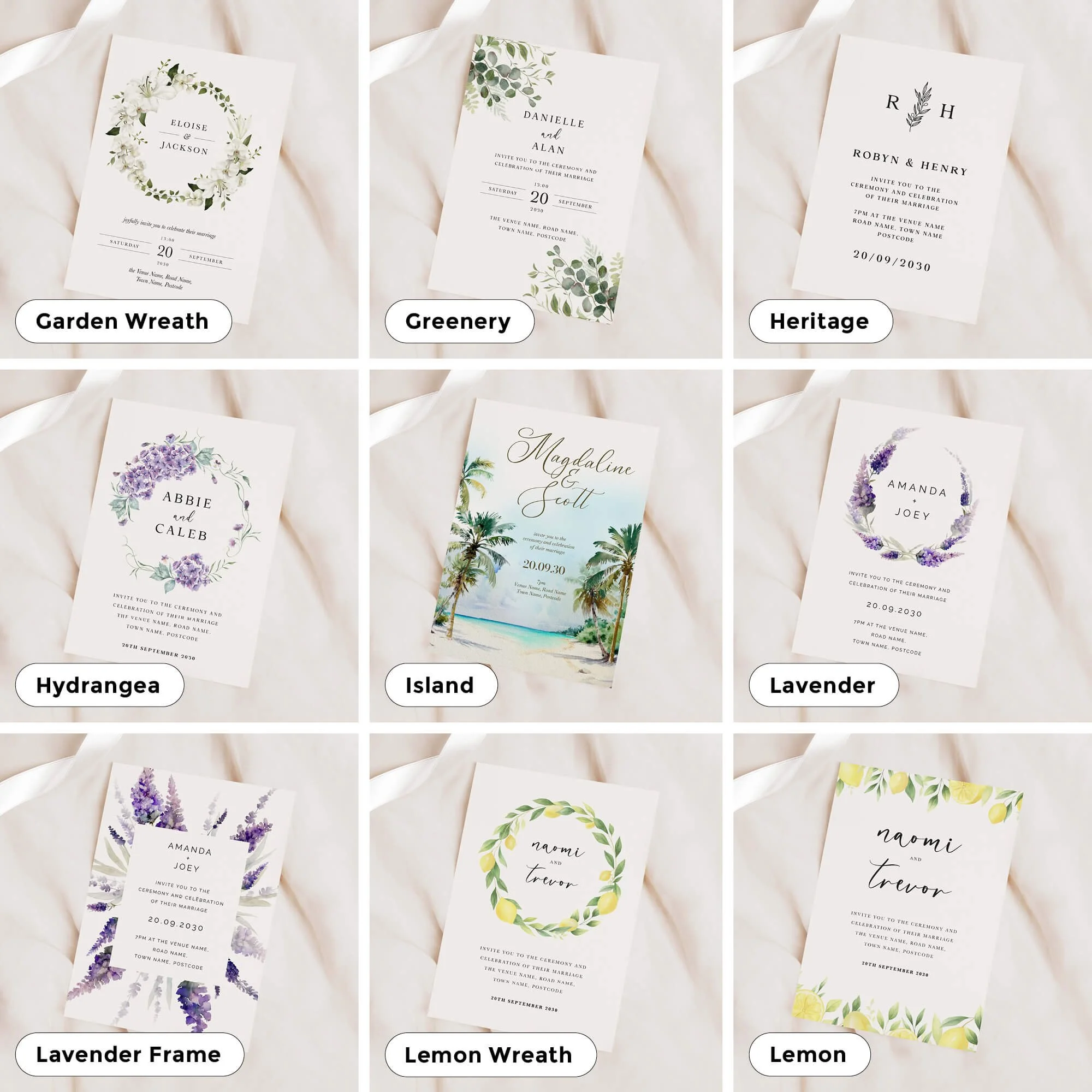 A5 Wedding invitations in lots of different designs