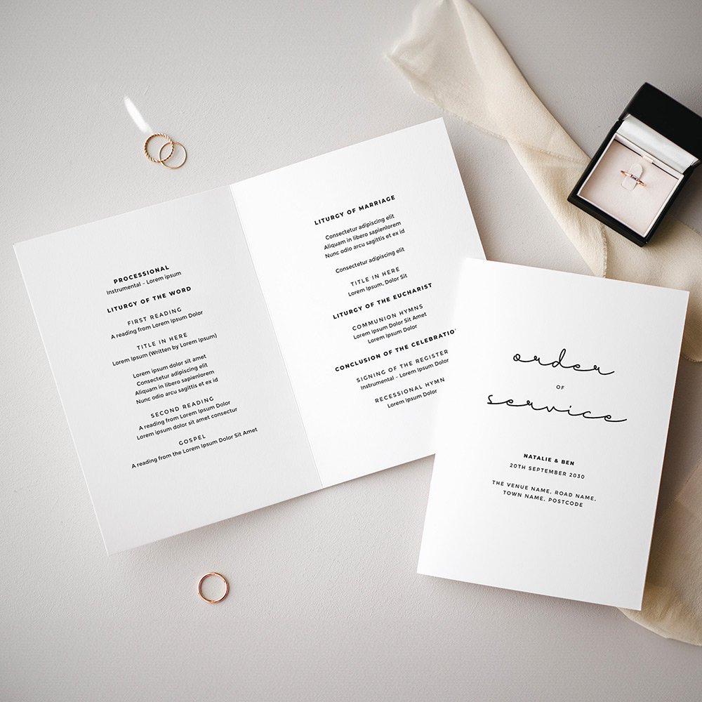 Minimal Printed Wedding Programme