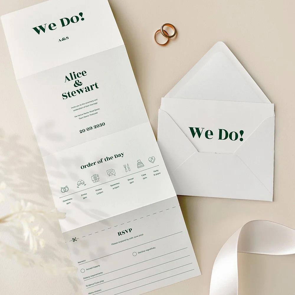 Typography Concertina Wedding Invites