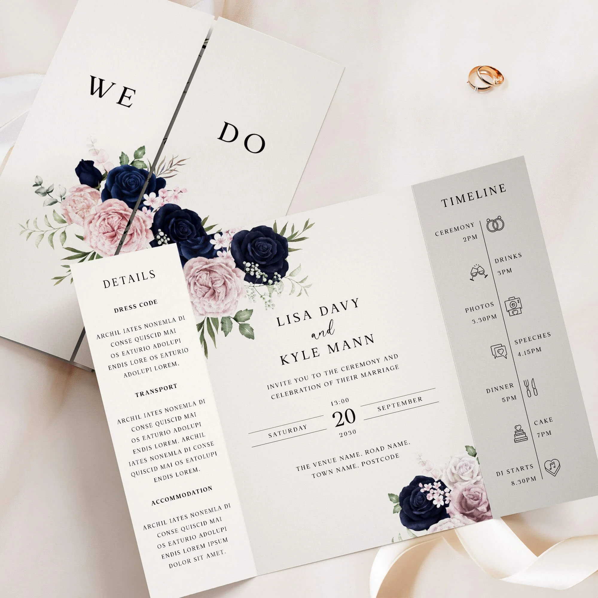 The Navy and Blush Gatefold Wedding Invitation