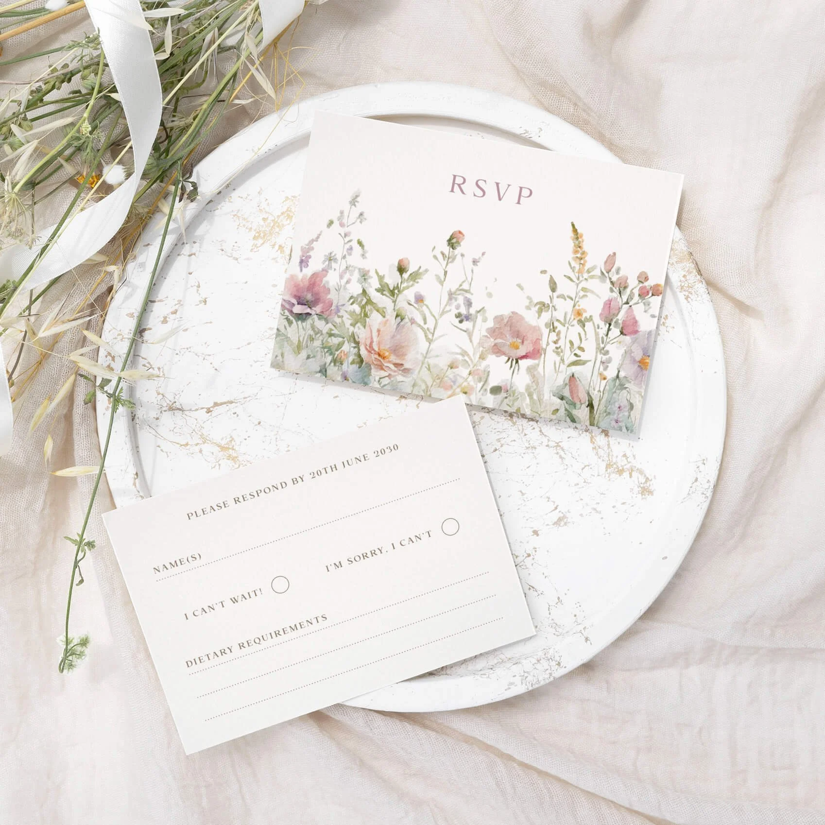 The Field Powder Wedding RSVP Cards