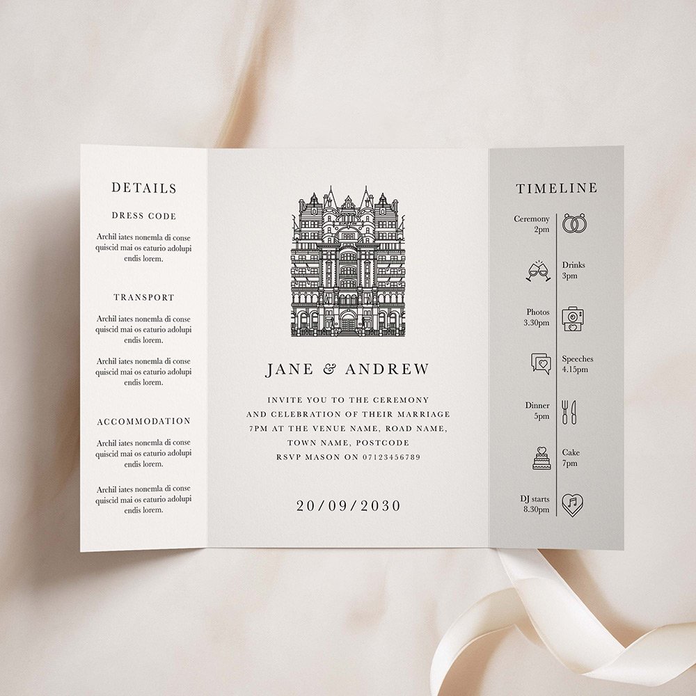 Venue Sketch Gatefold Wedding Invites