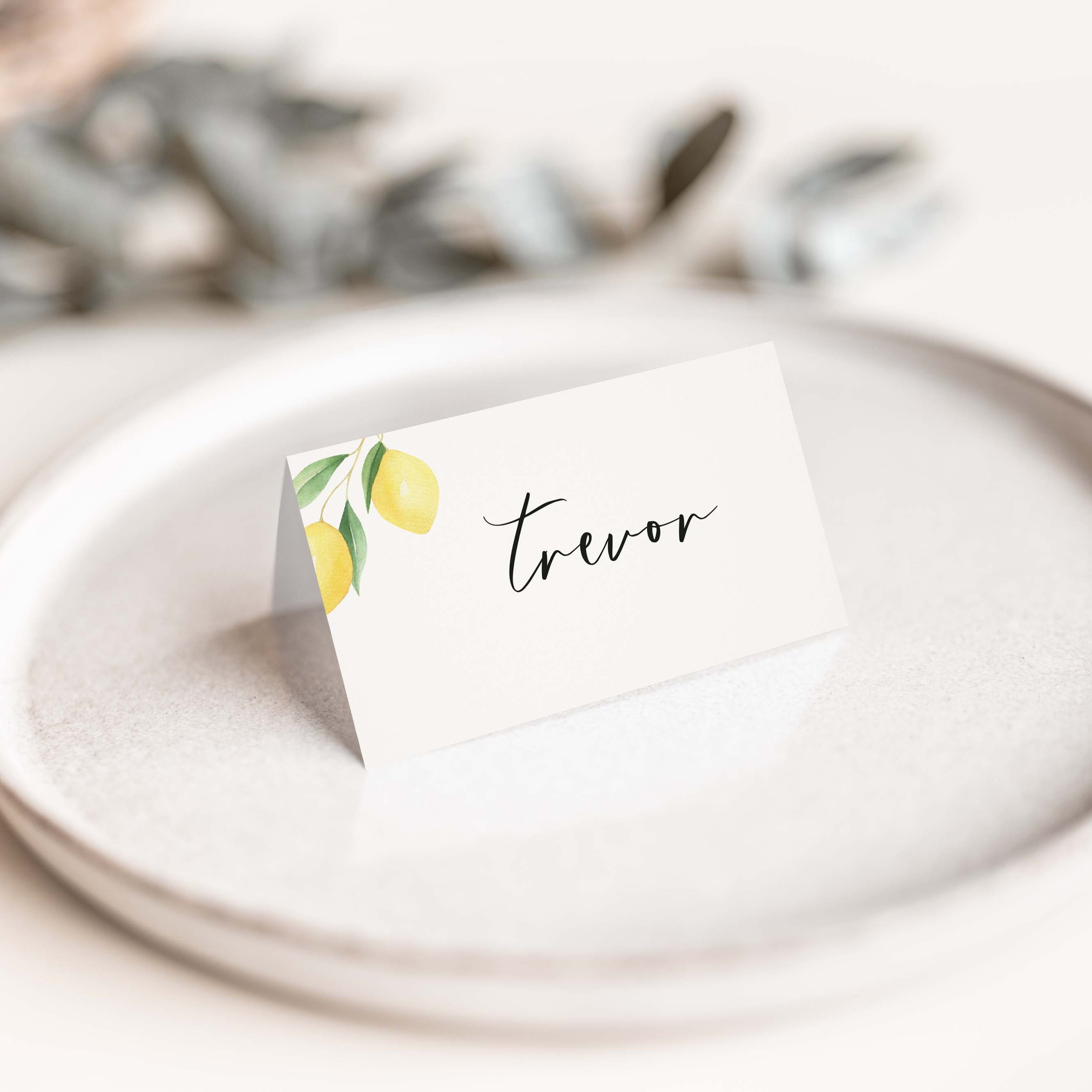 Modern Lemon Wedding Place Cards