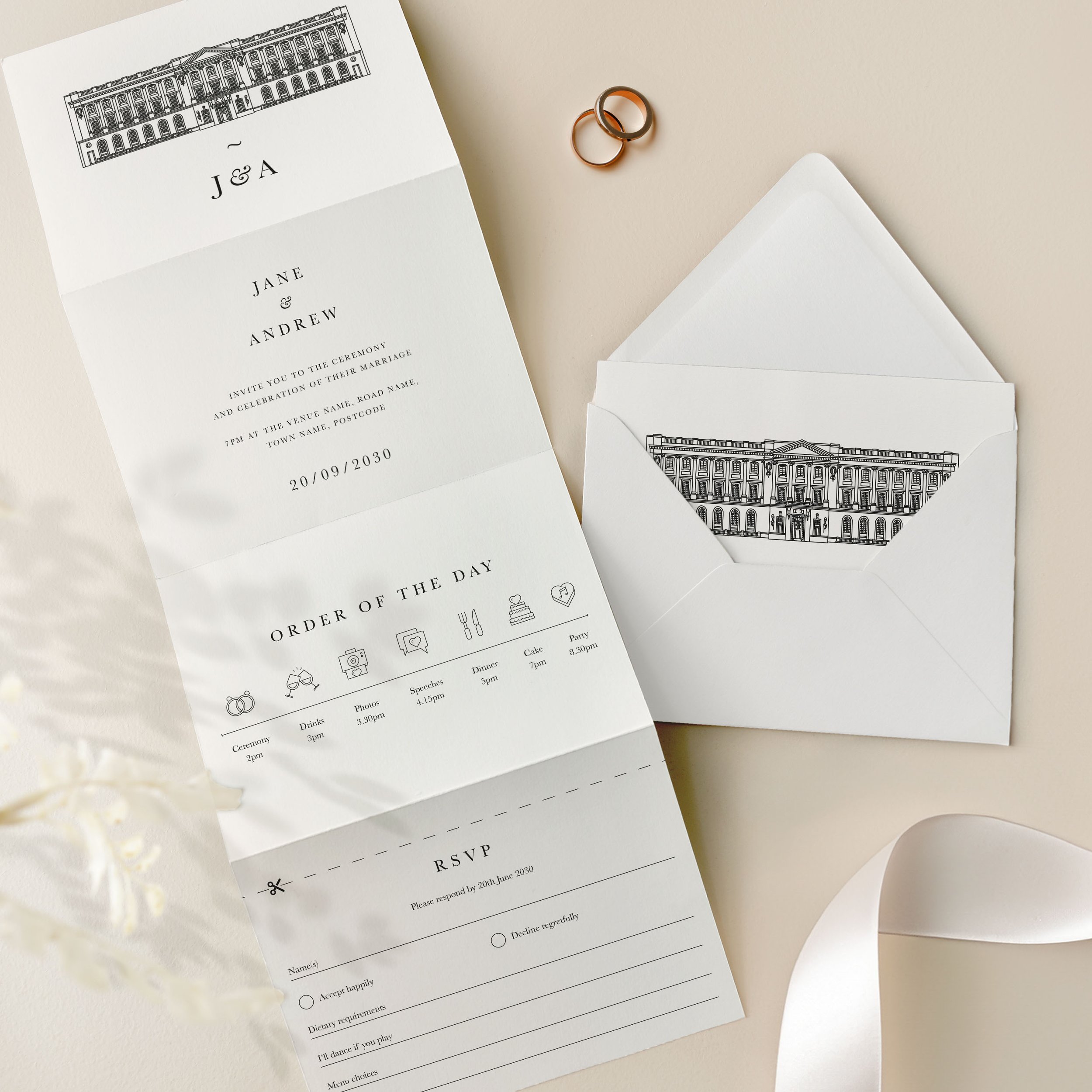 Venue Drawing Wedding Invitation Samples