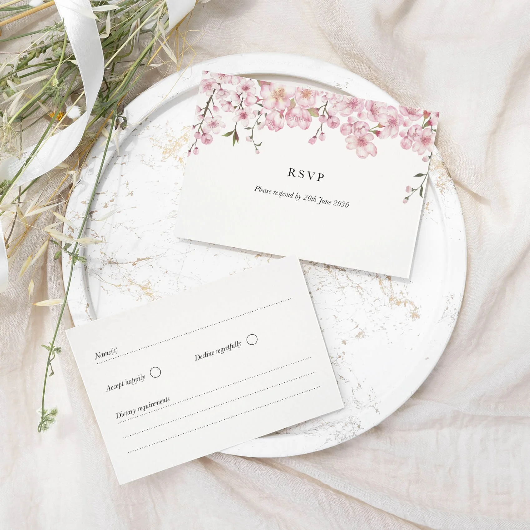 The Cherry Blossom Wedding RSVP Cards