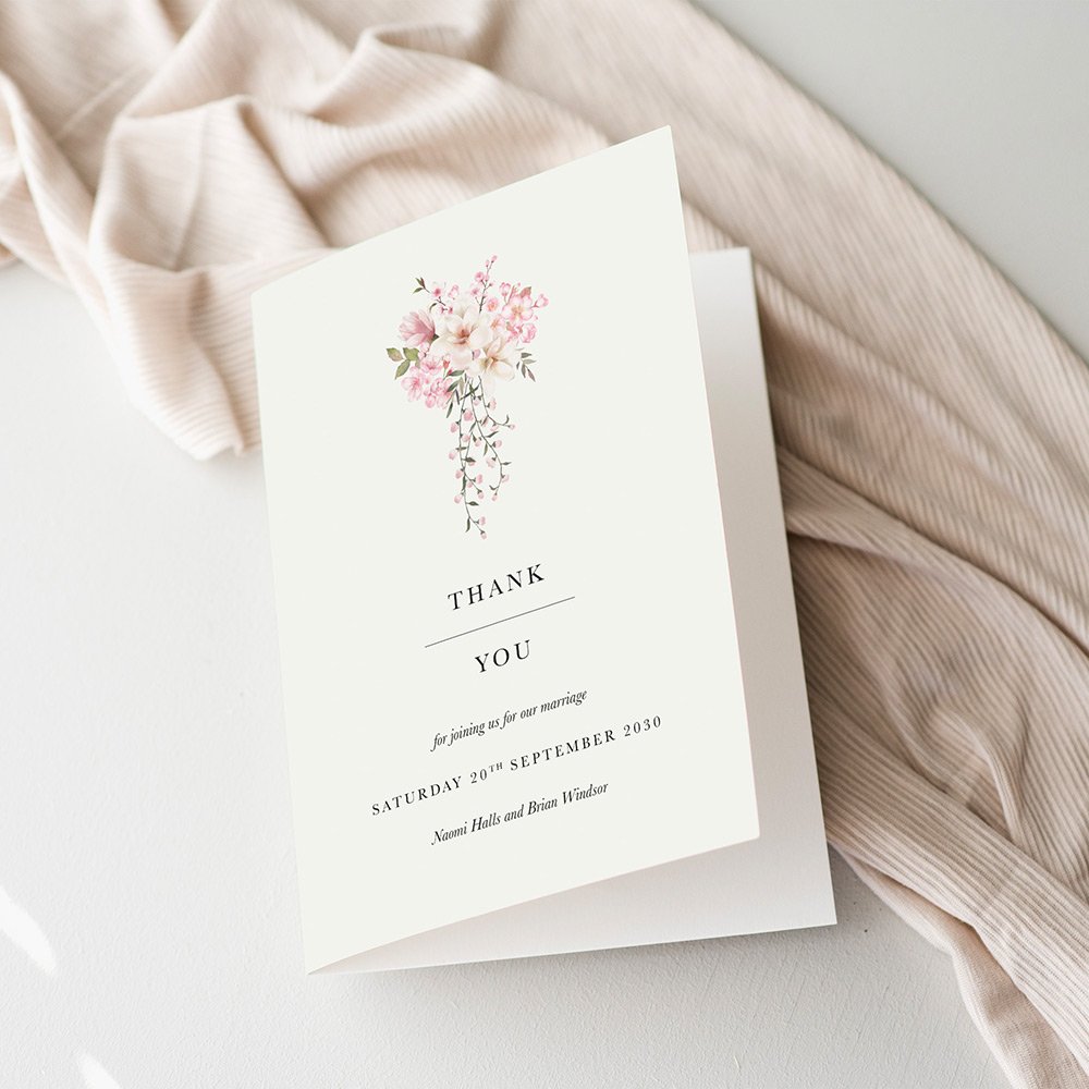 Cherry Blossom Floral Wedding Thank You Cards