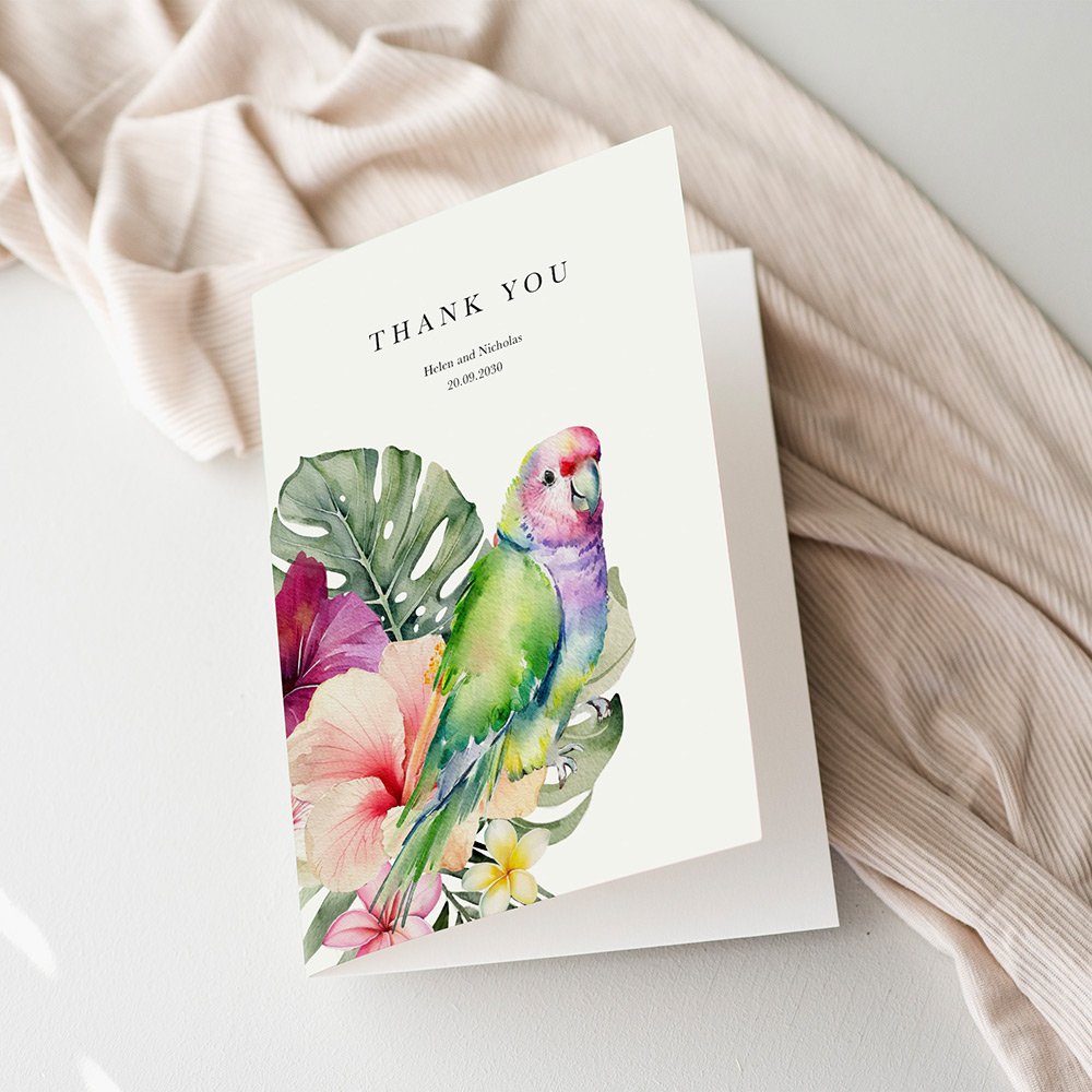 Tropical Theme Wedding Thank You Cards
