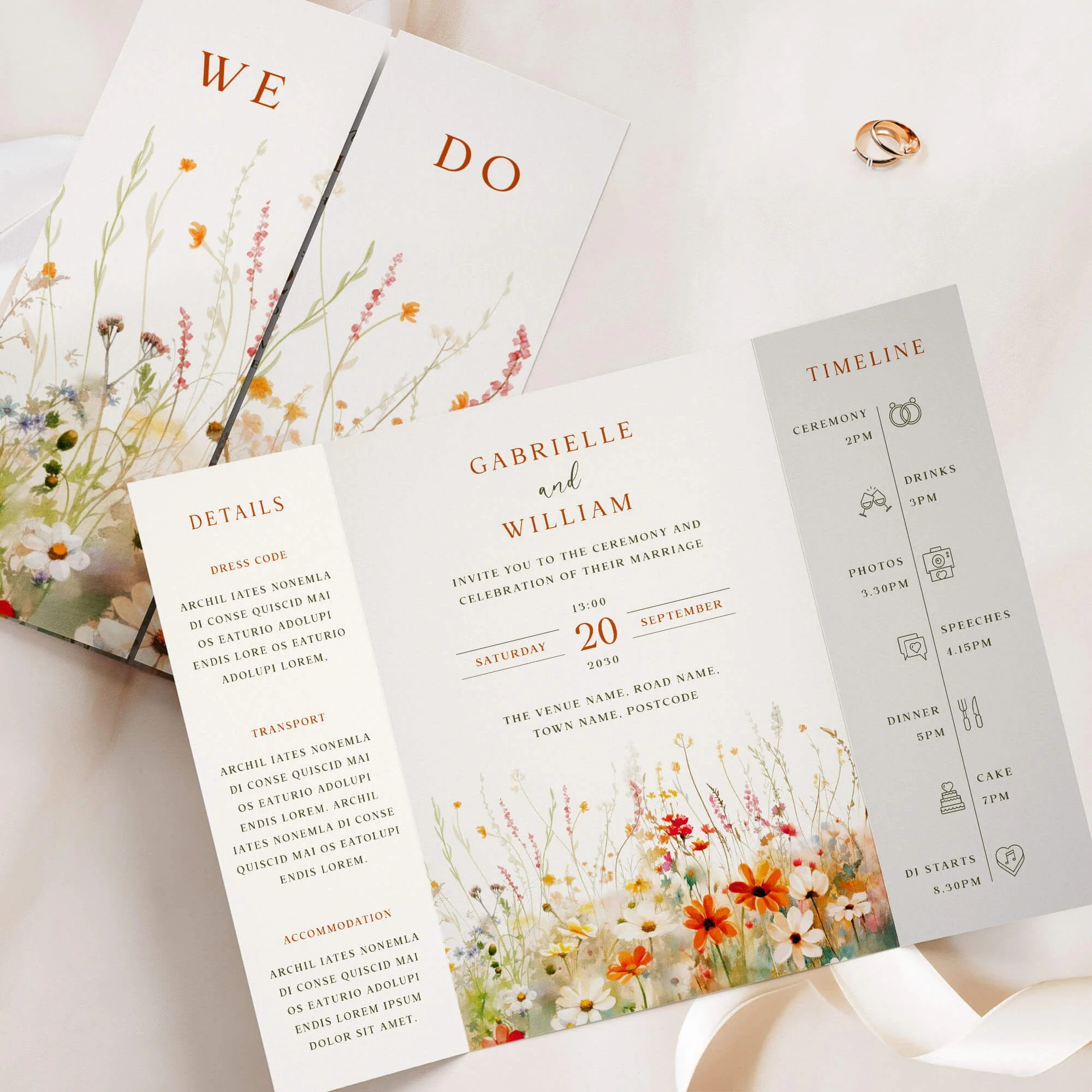 The Field (Vermilion) Gatefold Wedding Invitation