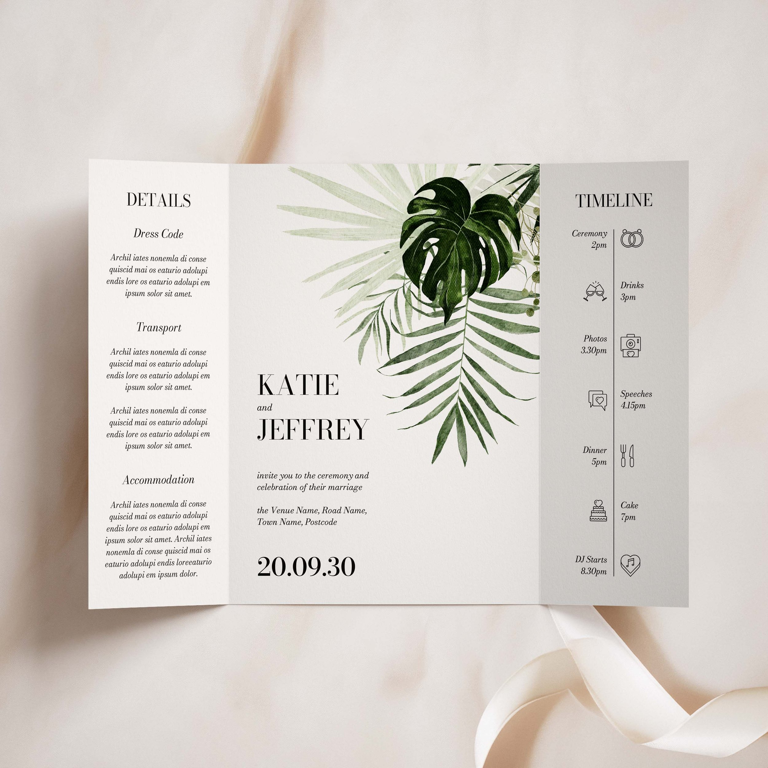 Tropical Theme Gatefold Wedding Invitation Samples