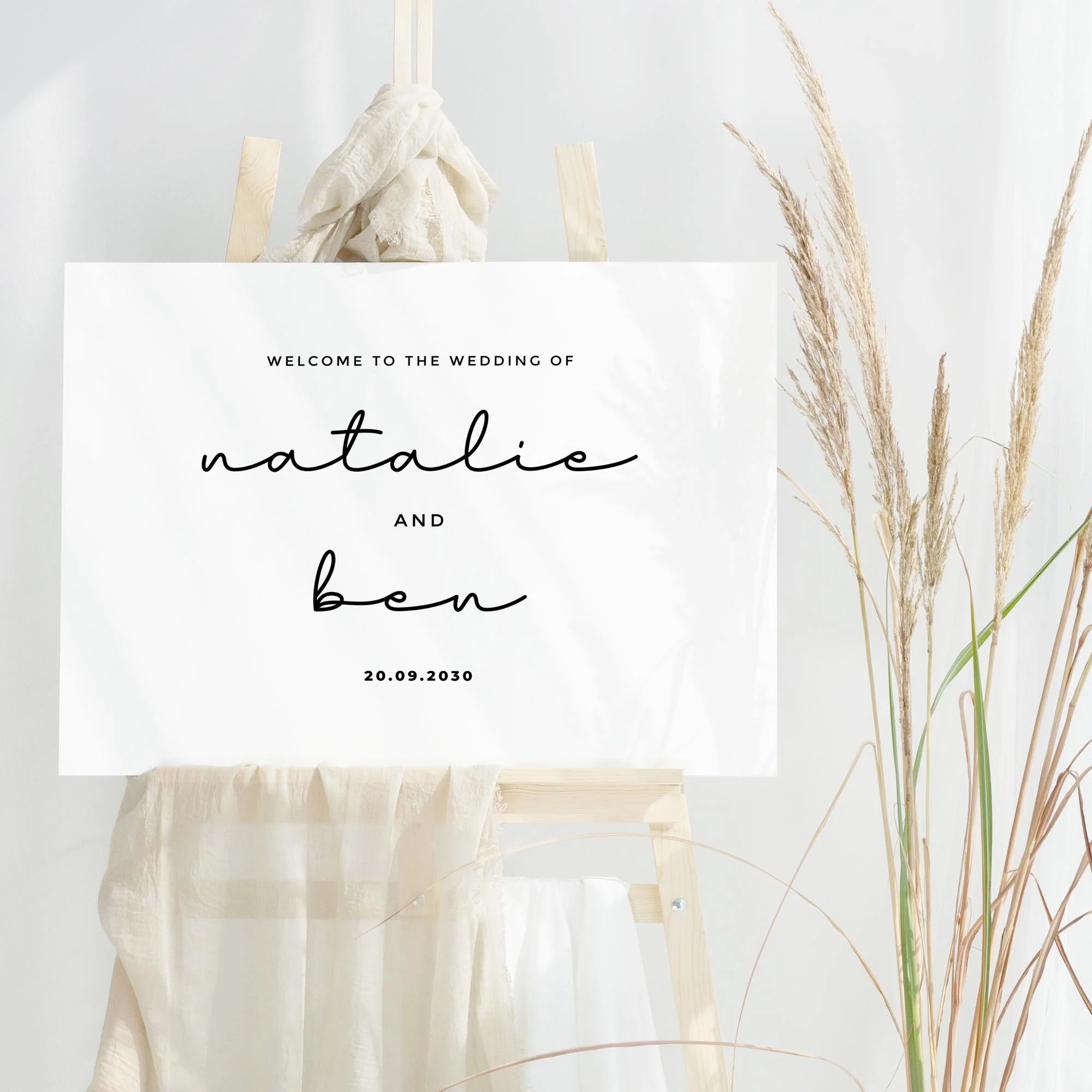 Classic Black and White wedding welcome sign design