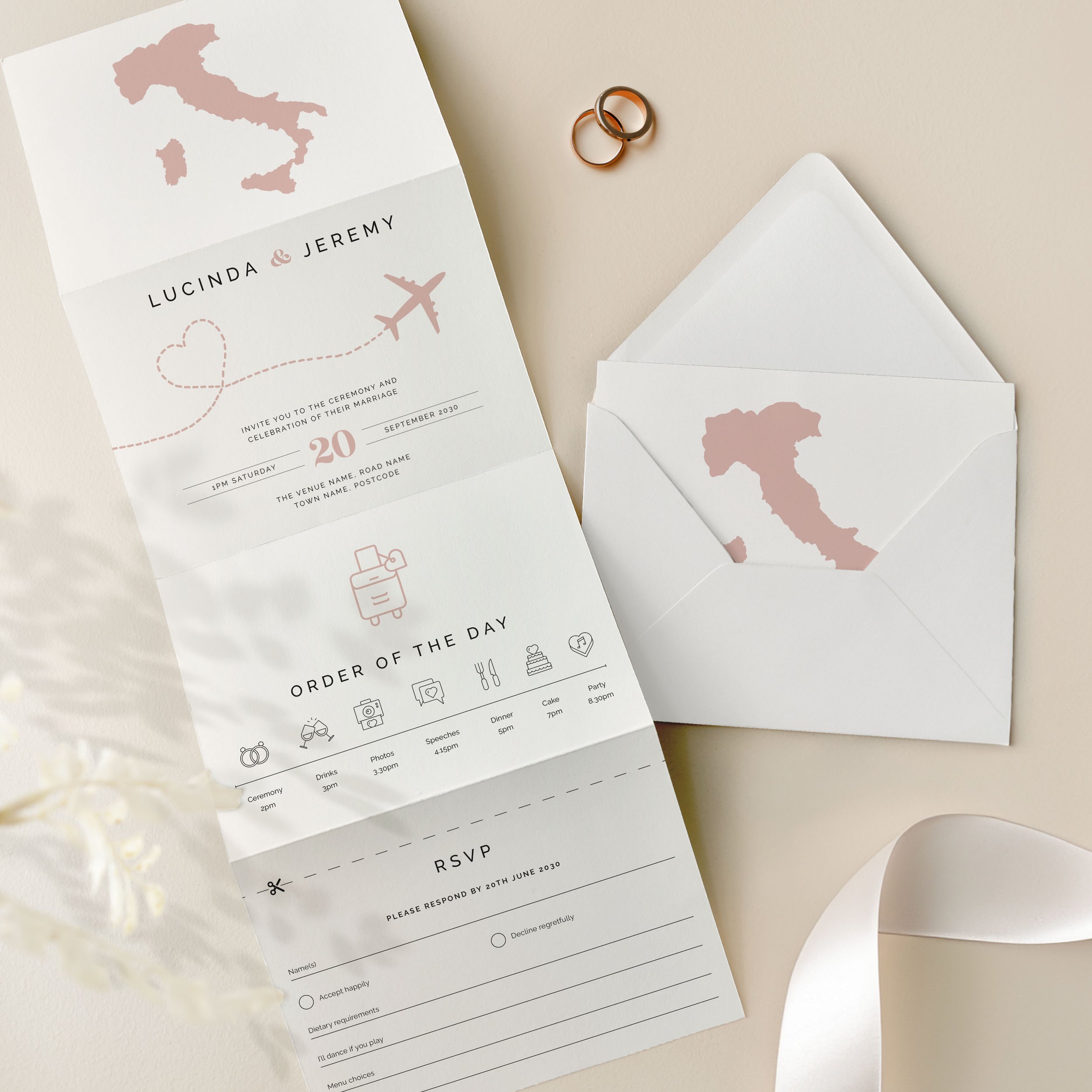 Destination Wedding Invitation Samples