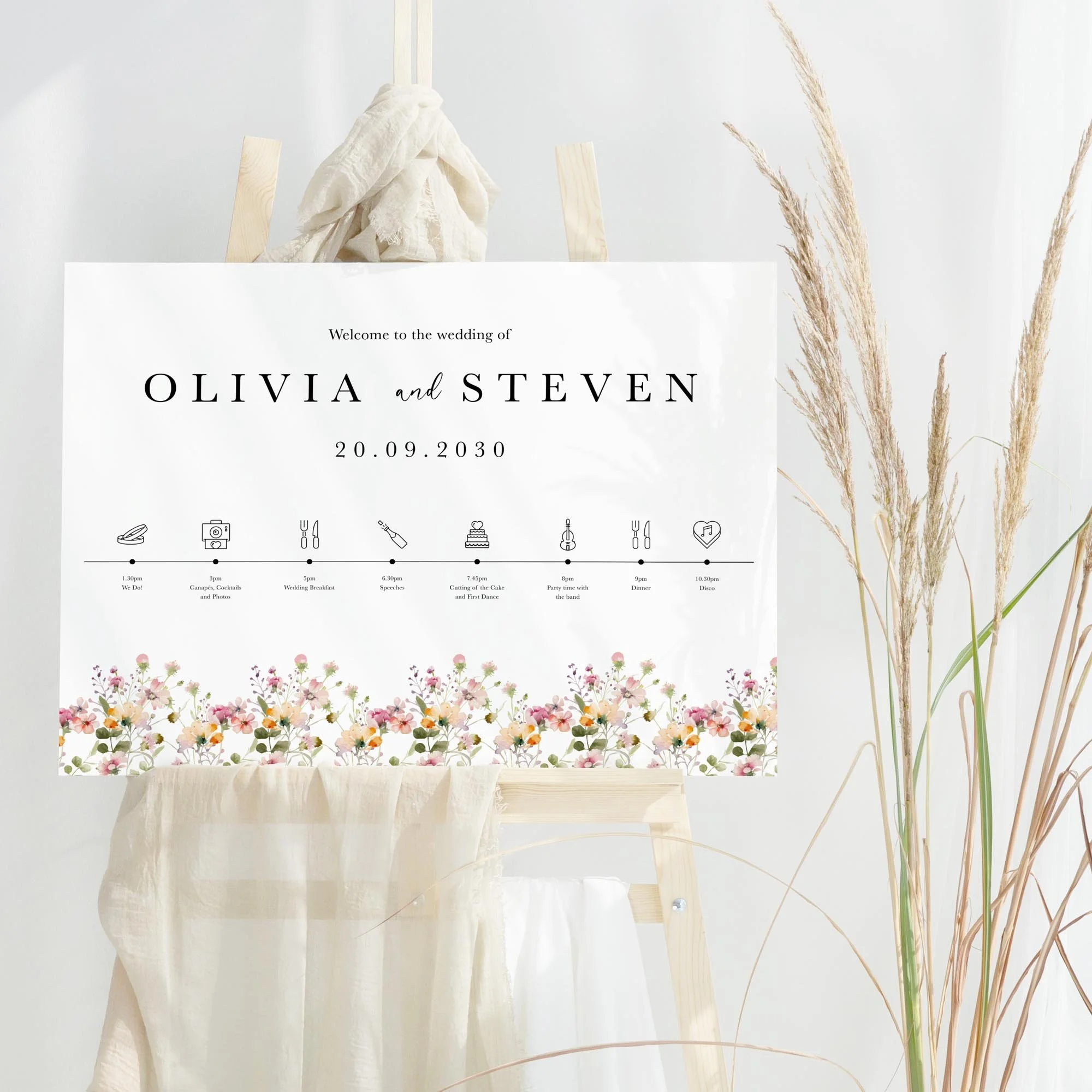 Pastel Floral wedding welcome sign design