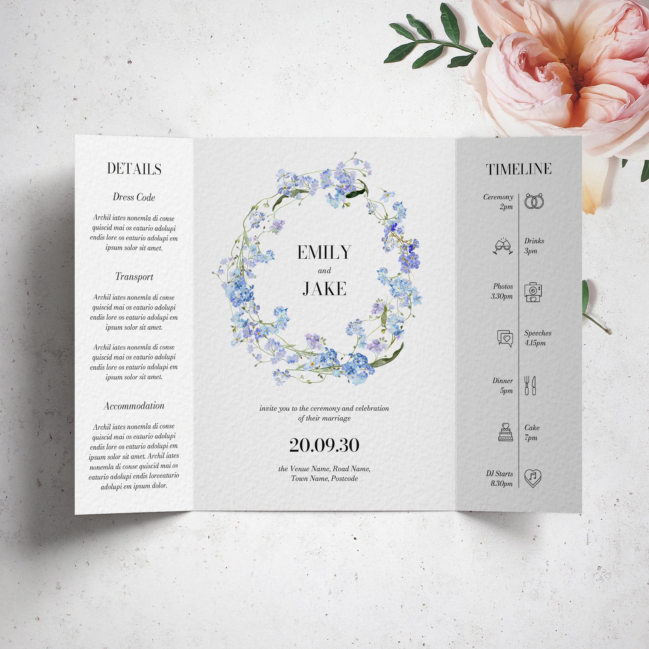 The Forget Me Not Collection | Wonder Wedding Stationery UK