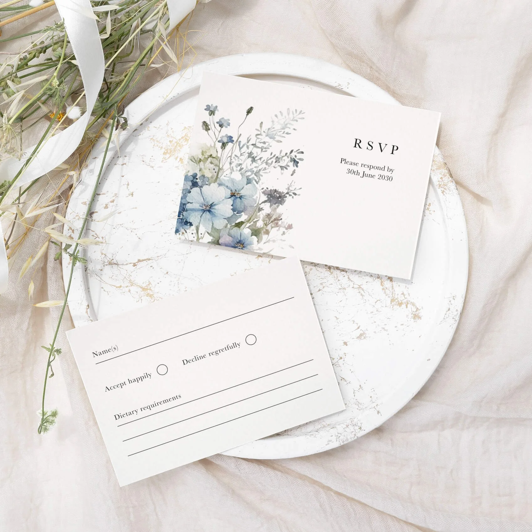 The Dusty Blue Wedding RSVP Cards