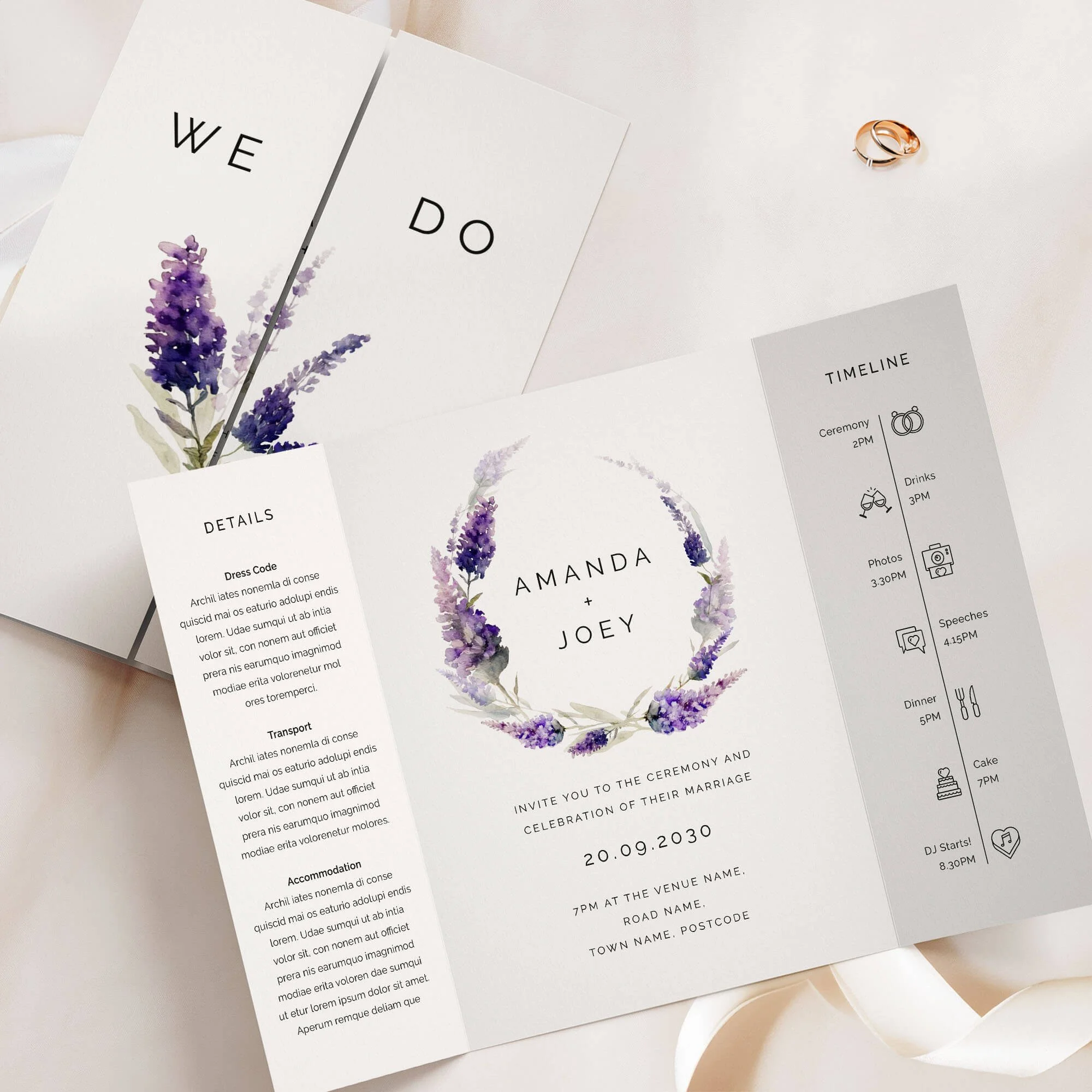 The Lavender Gatefold Wedding Invitation