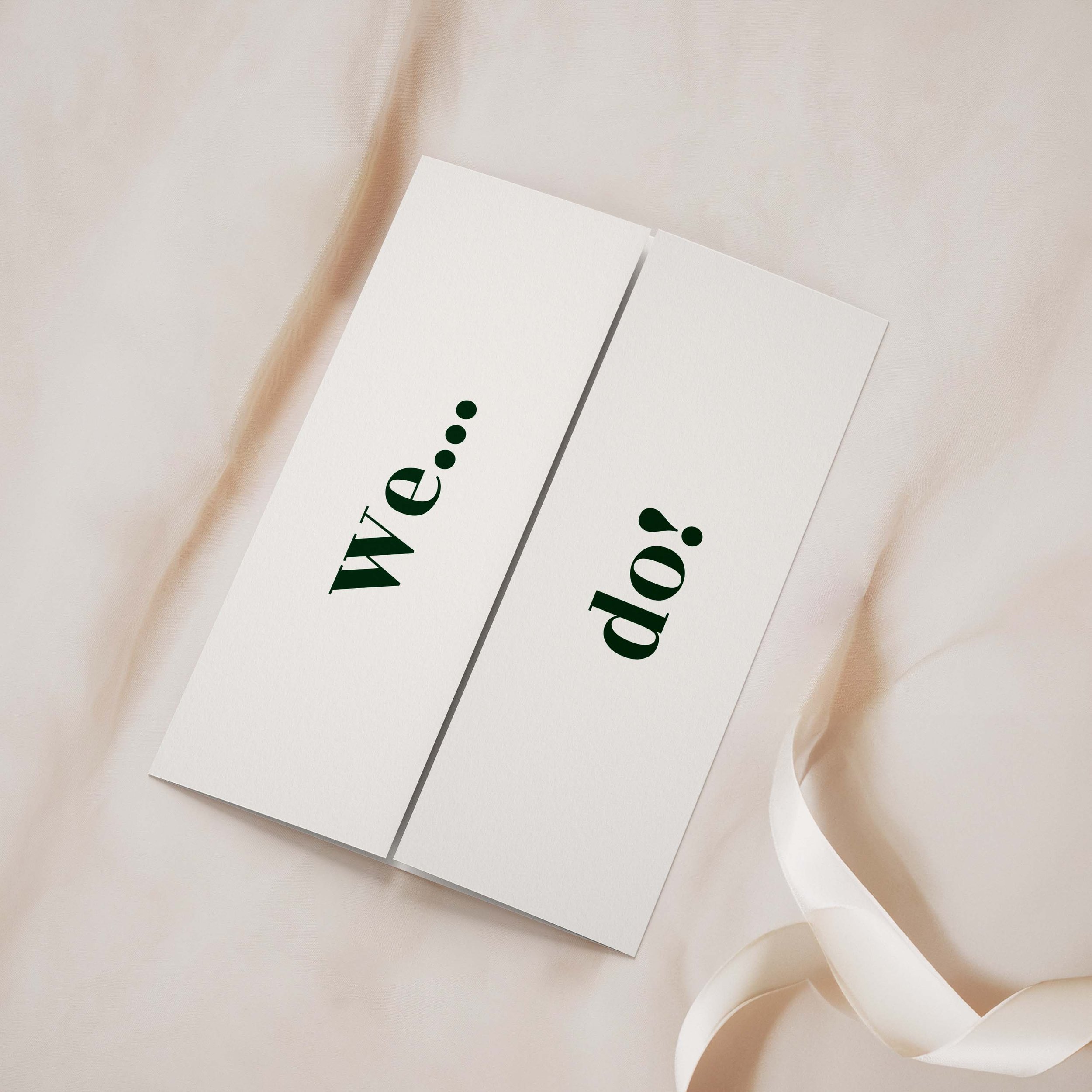 Dark green typography gatefold wedding invitation