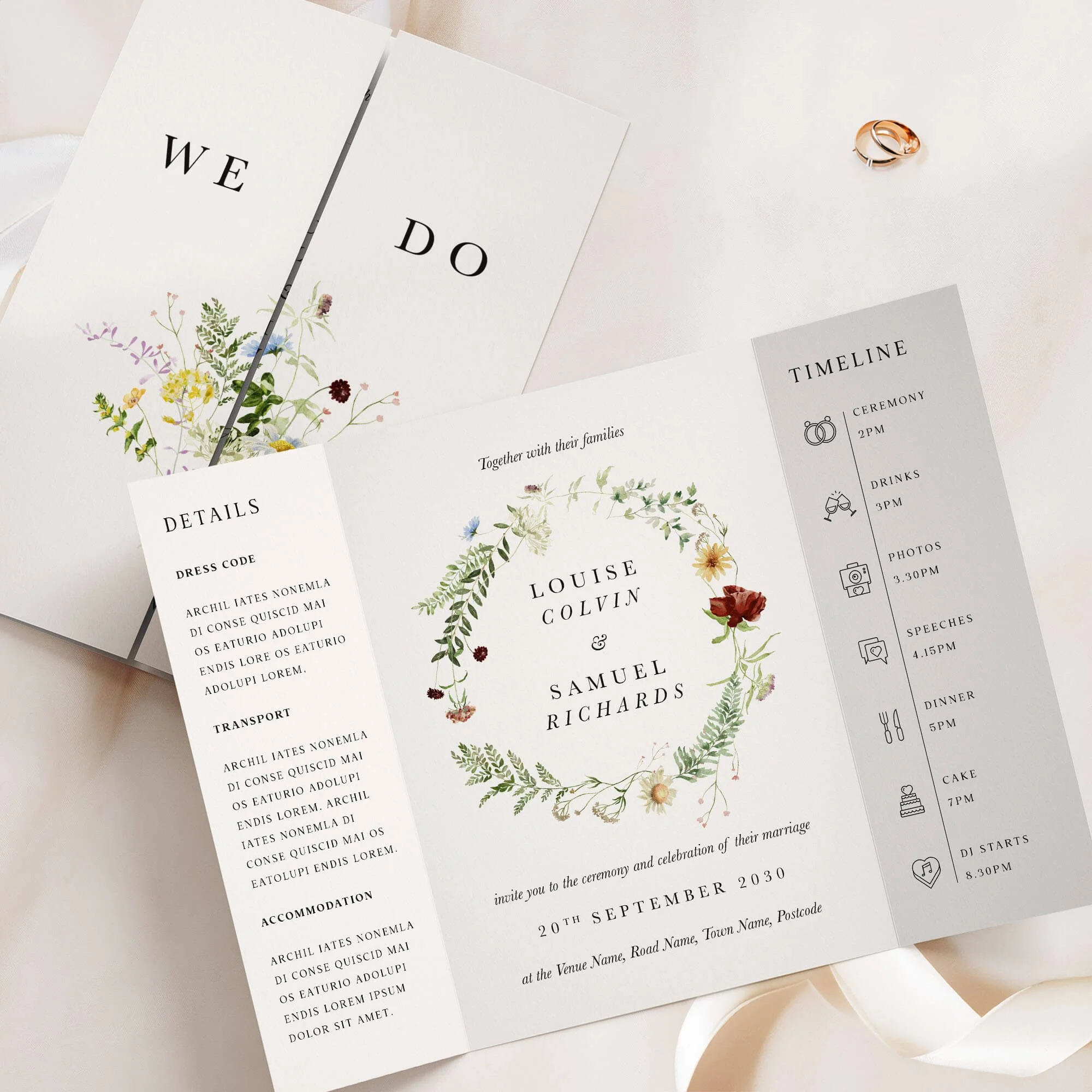 The Meadow (Wreath) Gatefold Wedding Invitation