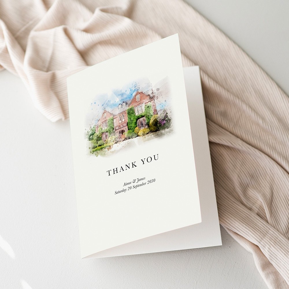 Venue Sketch Thank You Cards For Wedding