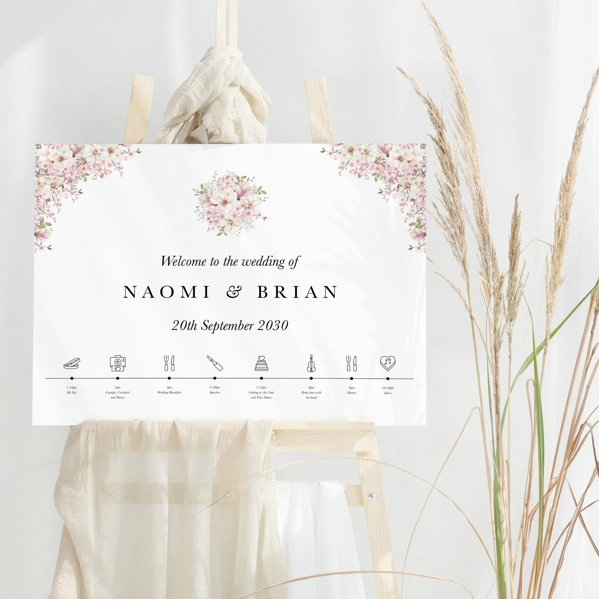 Cherry Blossom wedding welcome sign design