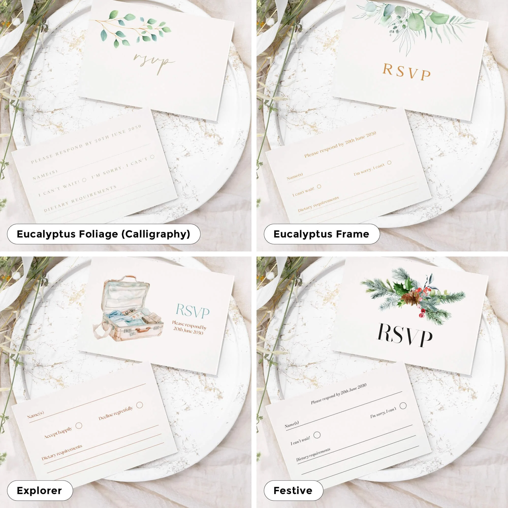 Stylish wedding RSVP card designed to match modern wedding invitations