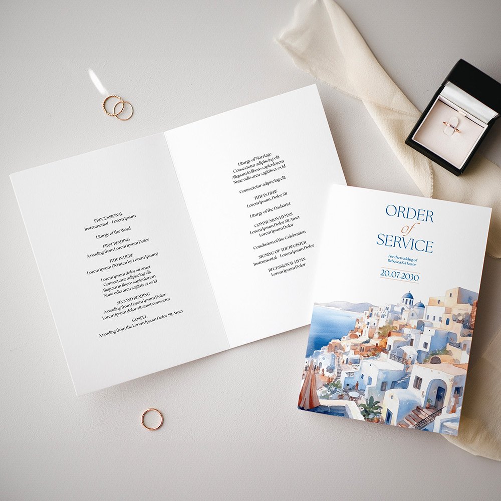 Santorini Printed Wedding Order of Service