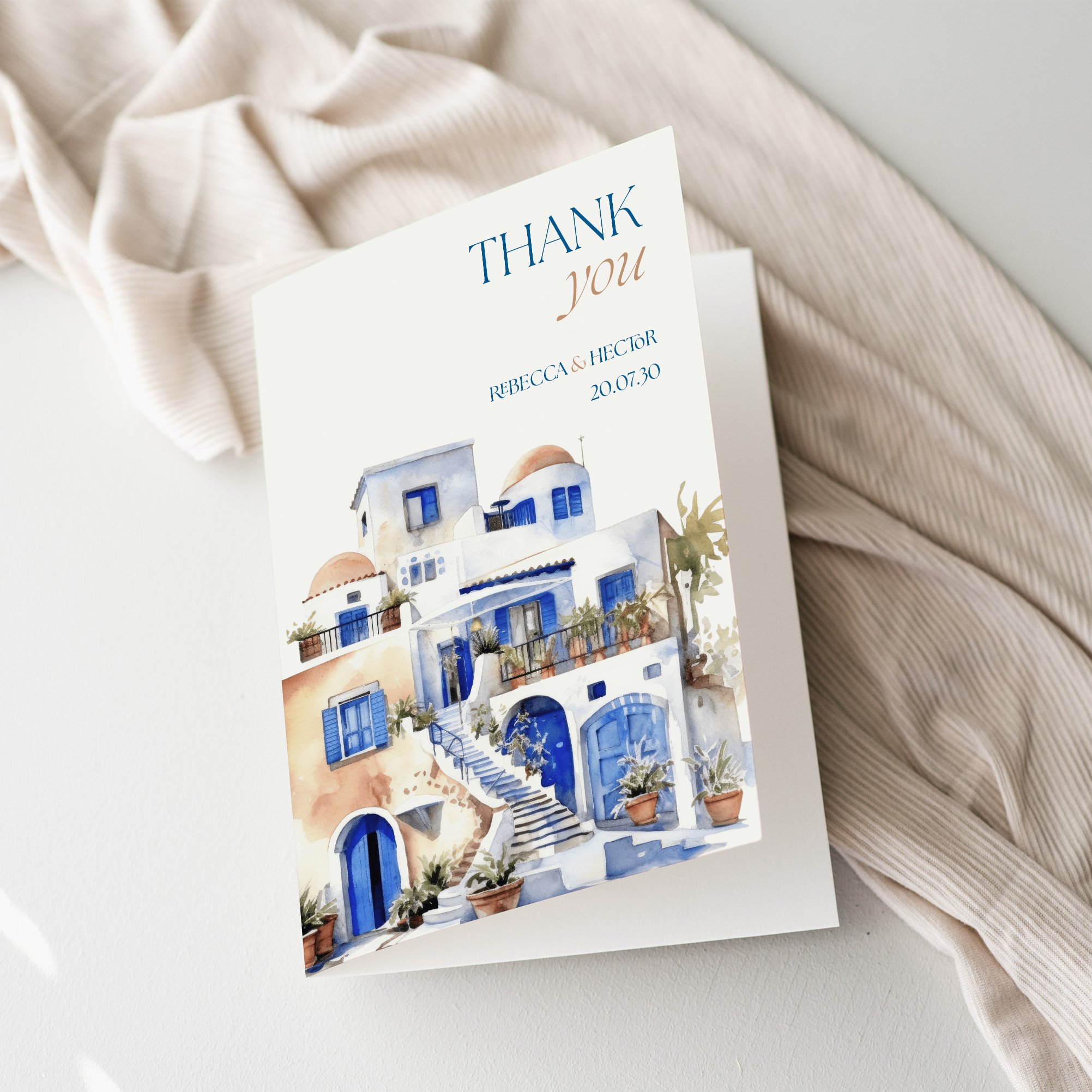 Santorini Wedding Thank You Cards