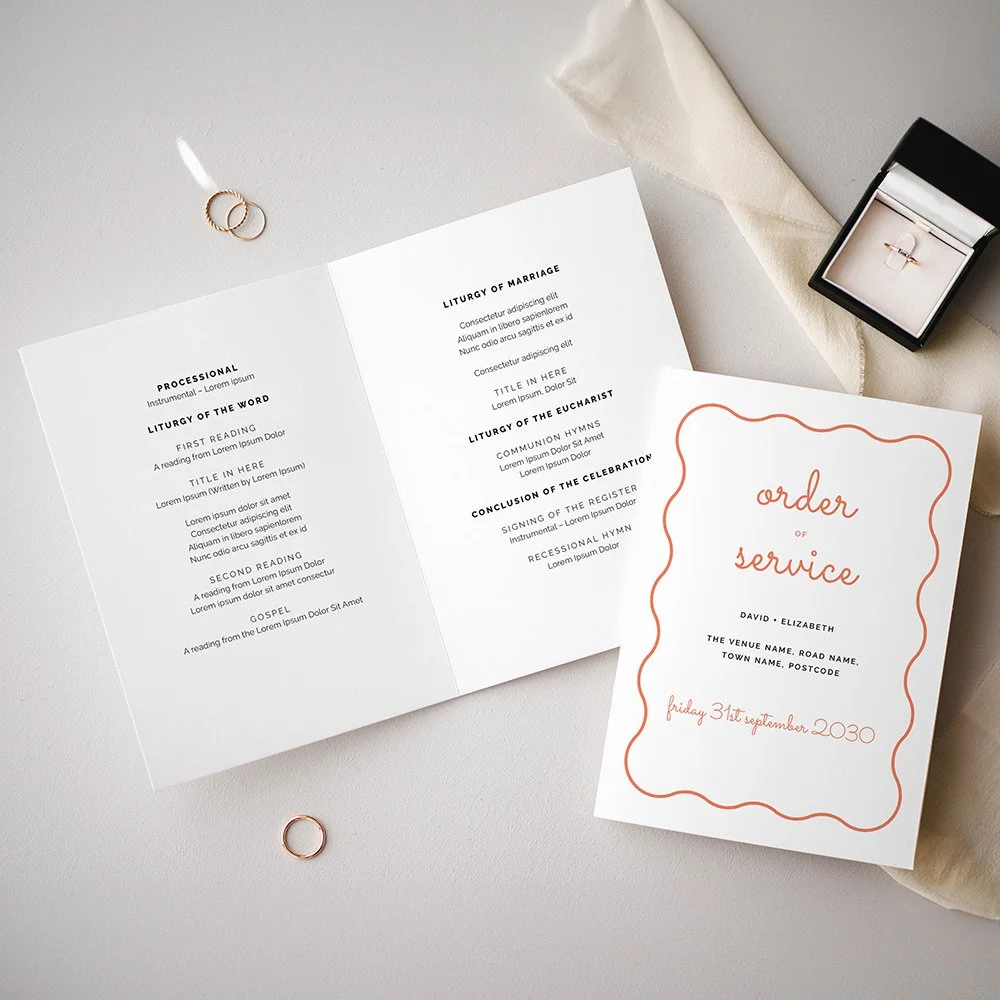 Orange Modern Printed Wedding Ceremony Booklet