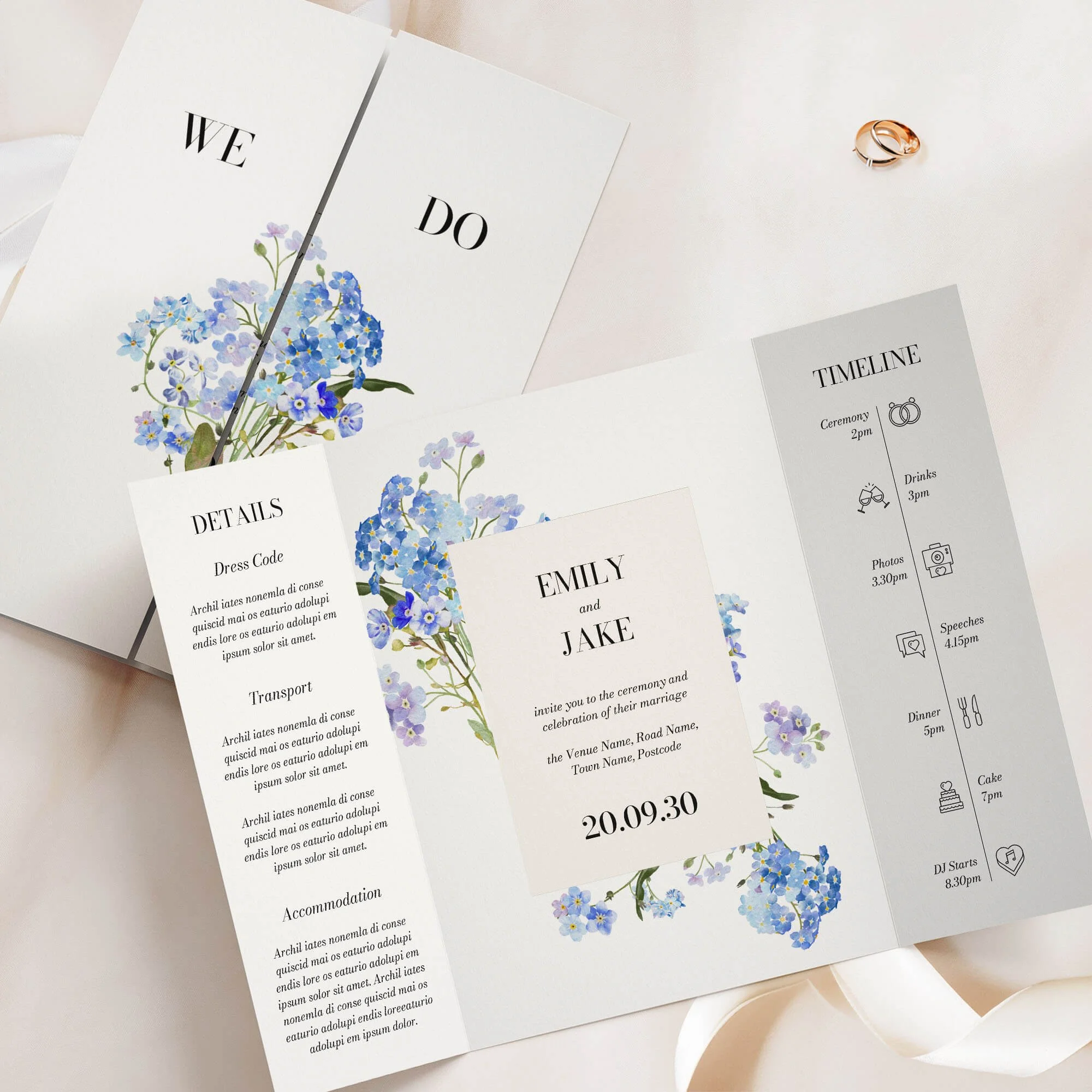 The Forget Me Not (Frame) Gatefold Wedding Invitation