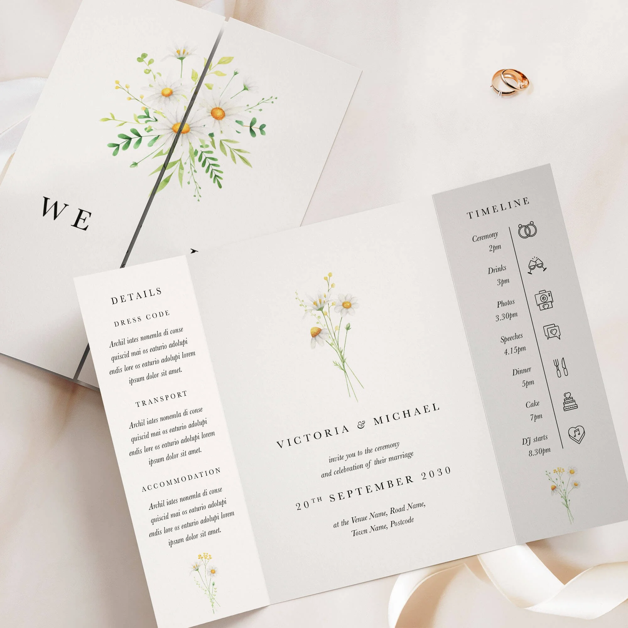 The Daisy Gatefold Wedding Invitation