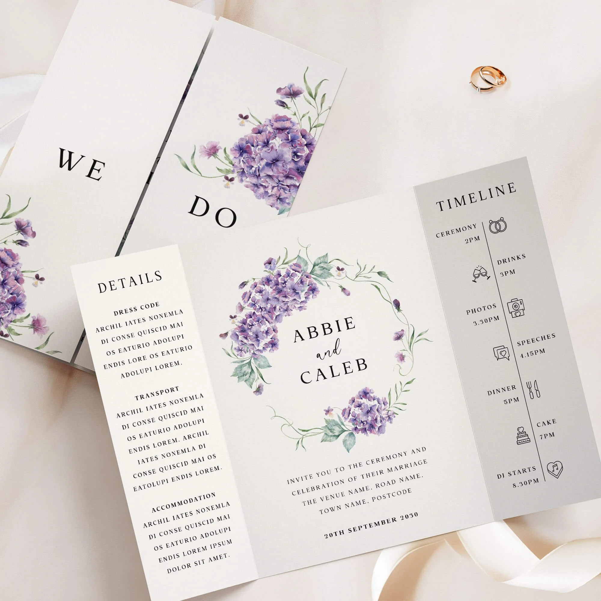 The Hydrangea Gatefold Wedding Invitation