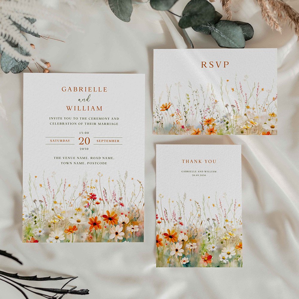 Summer Wildflower Illustration Wedding Save the Date