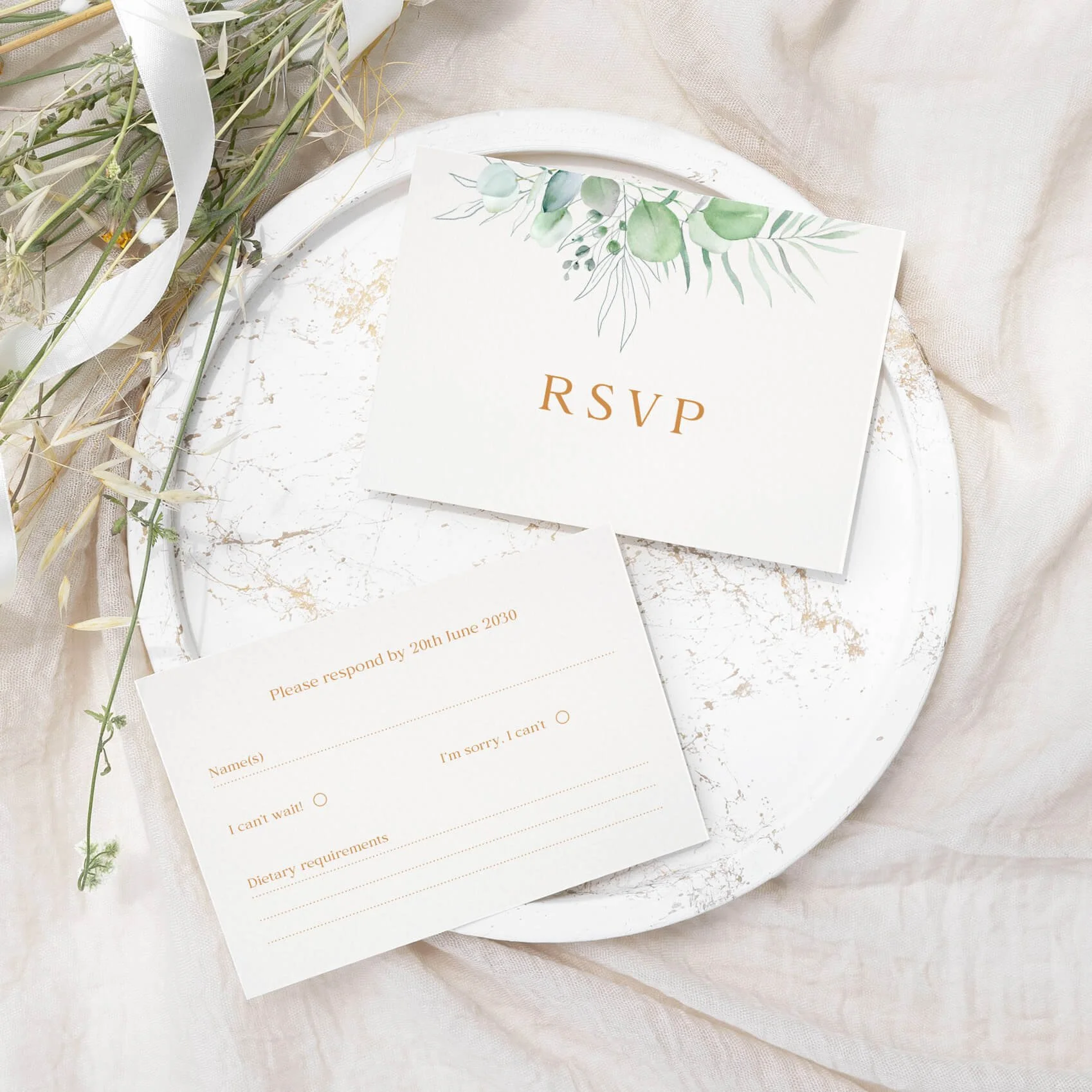 The Eucalyptus Frame Wedding RSVP Cards