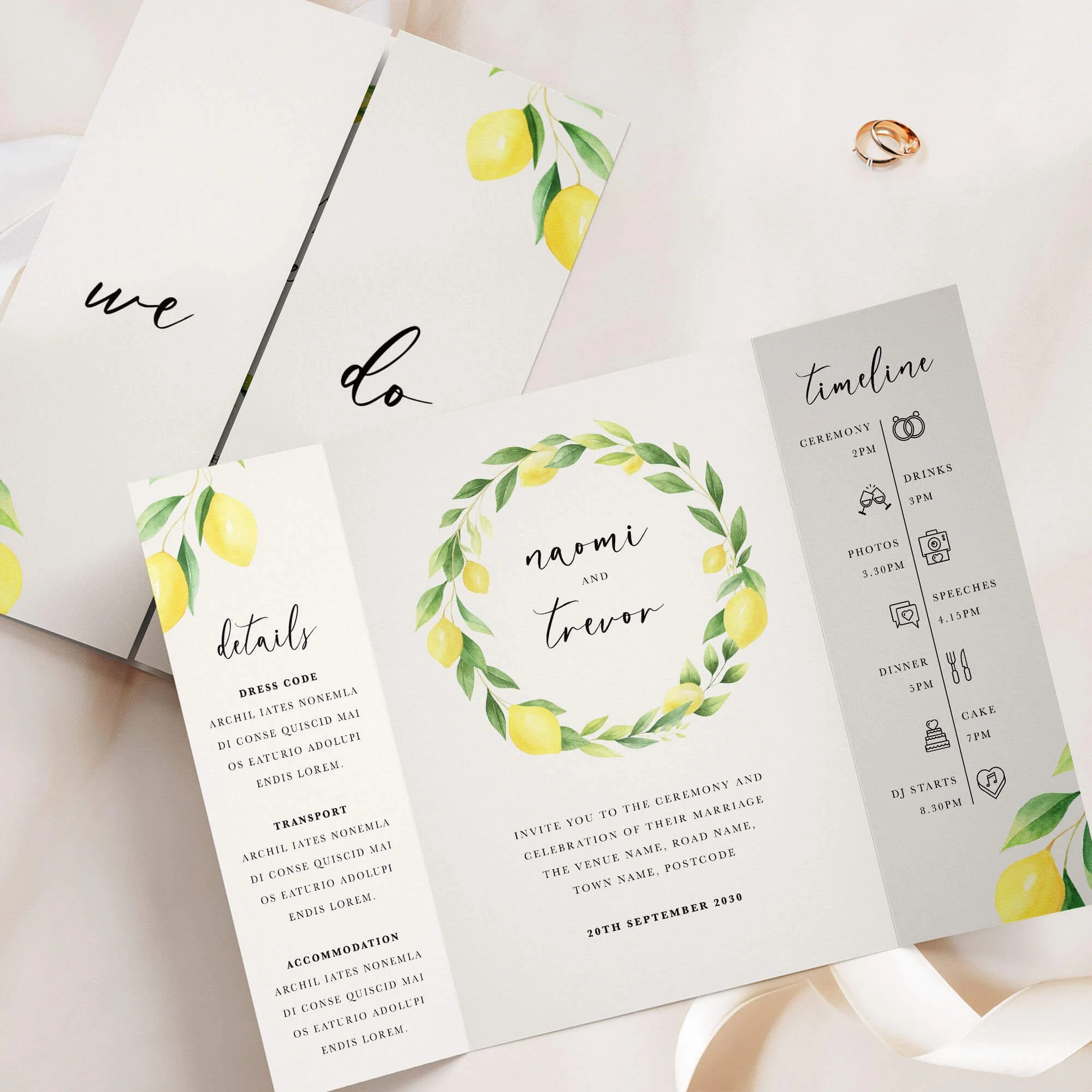 The Lemon (Wreath) Gatefold Wedding Invitation