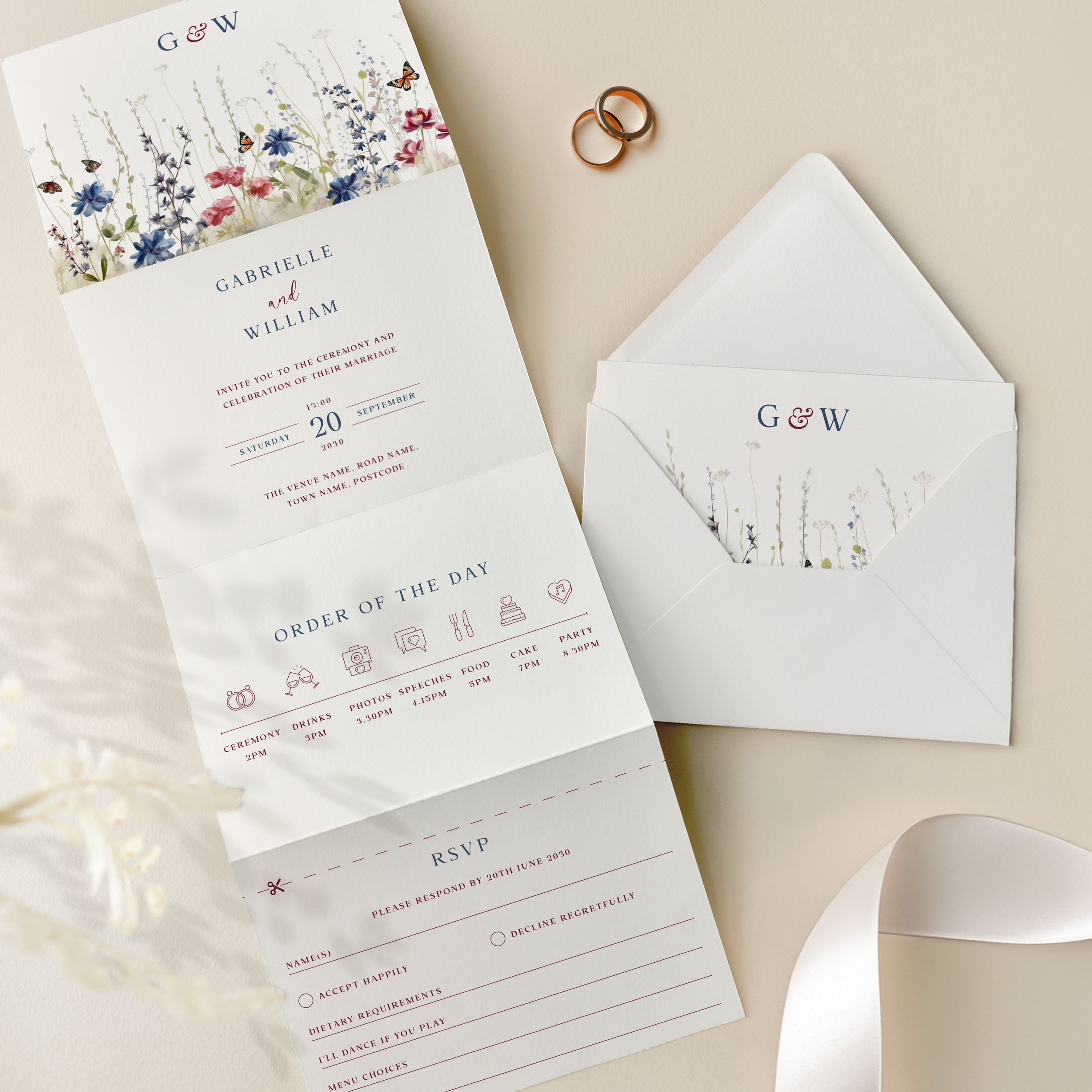 Concertina Wedding Invitation Samples