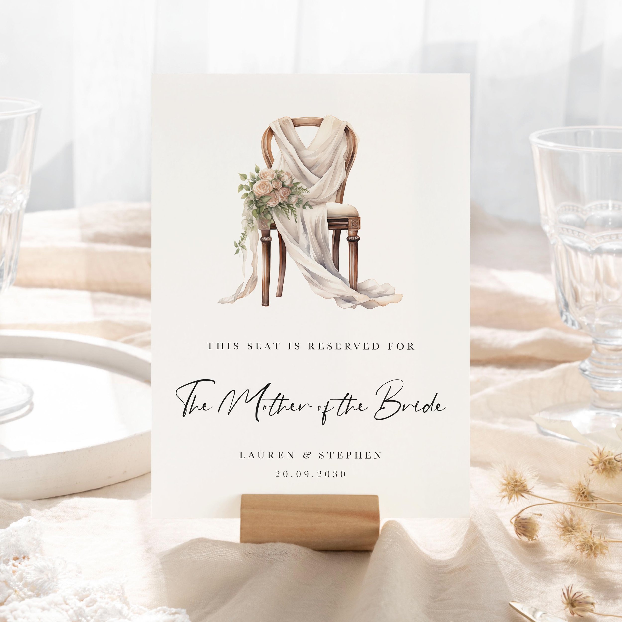 Wedding Reserved Seat Sign