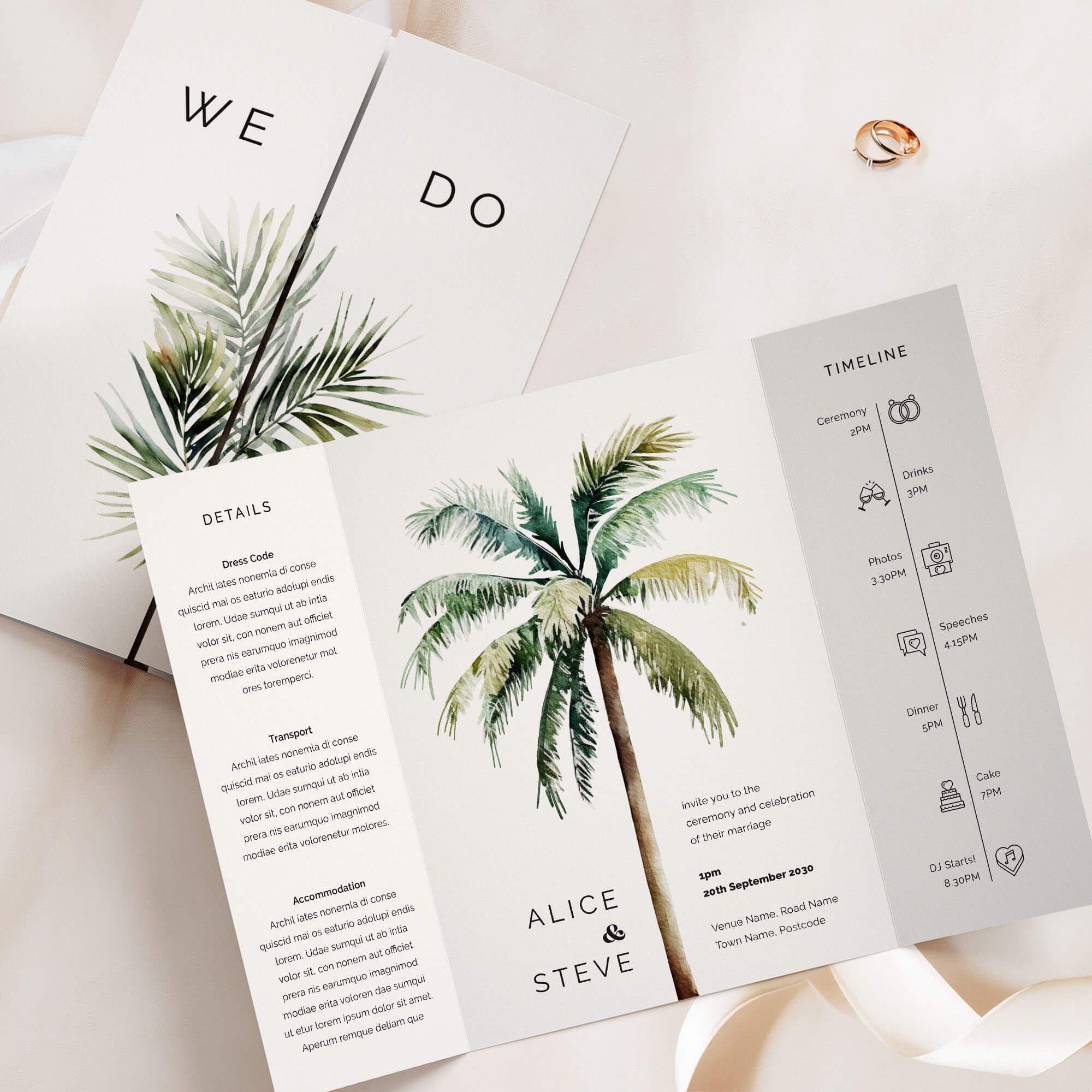The Palm Tree Gatefold Wedding Invitation