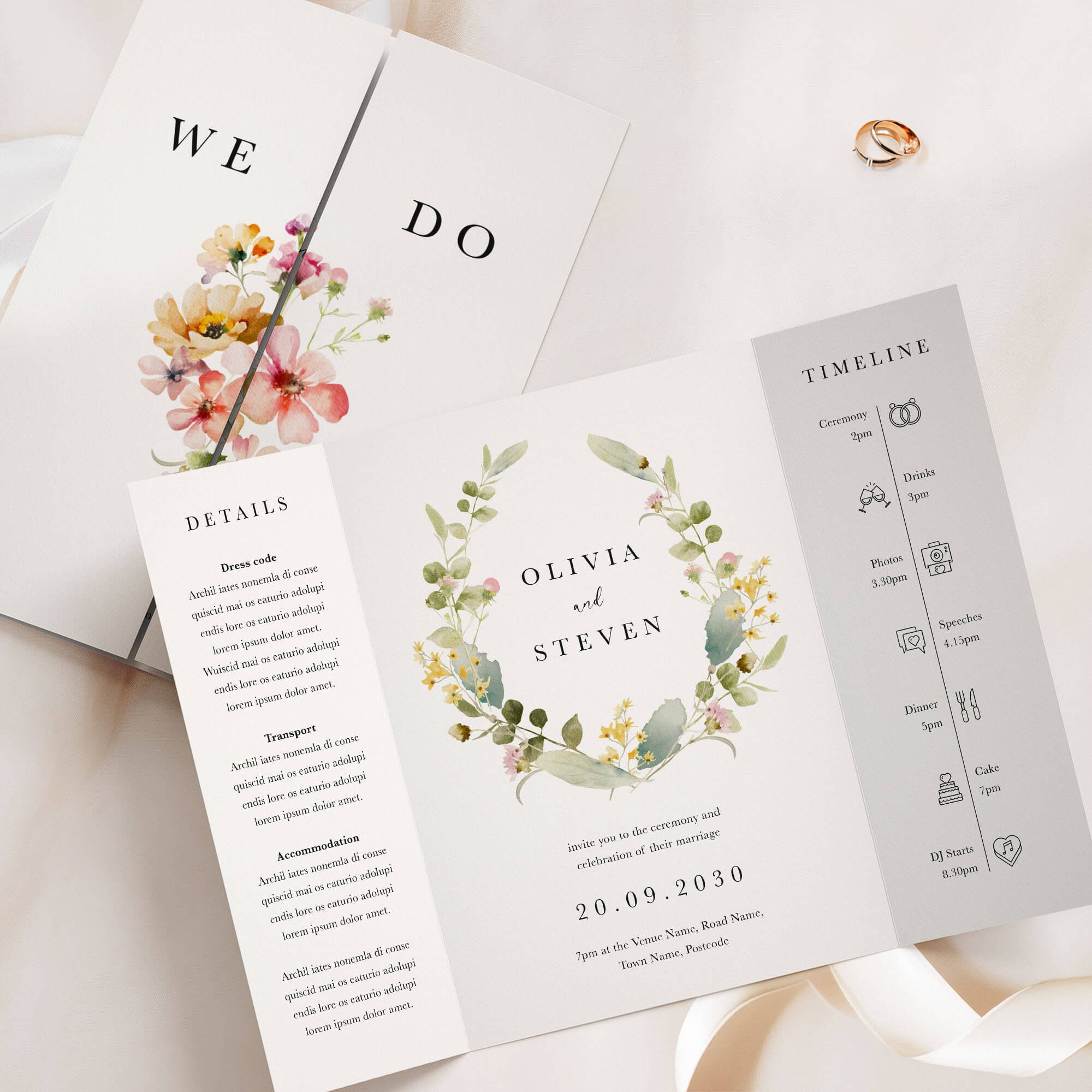 The Bloom (Wreath) Gatefold Wedding Invitation