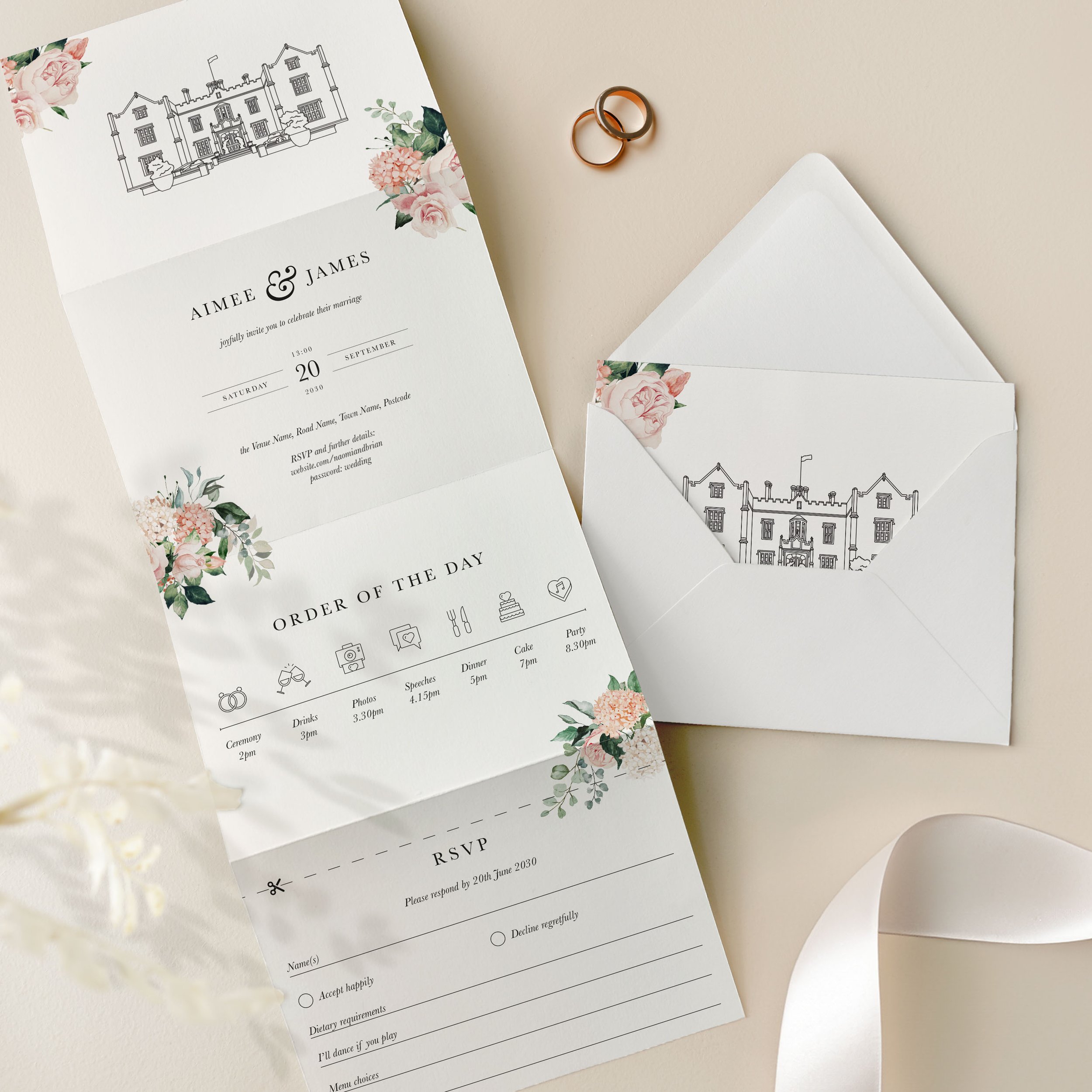 Concertina Wedding Invitation Samples