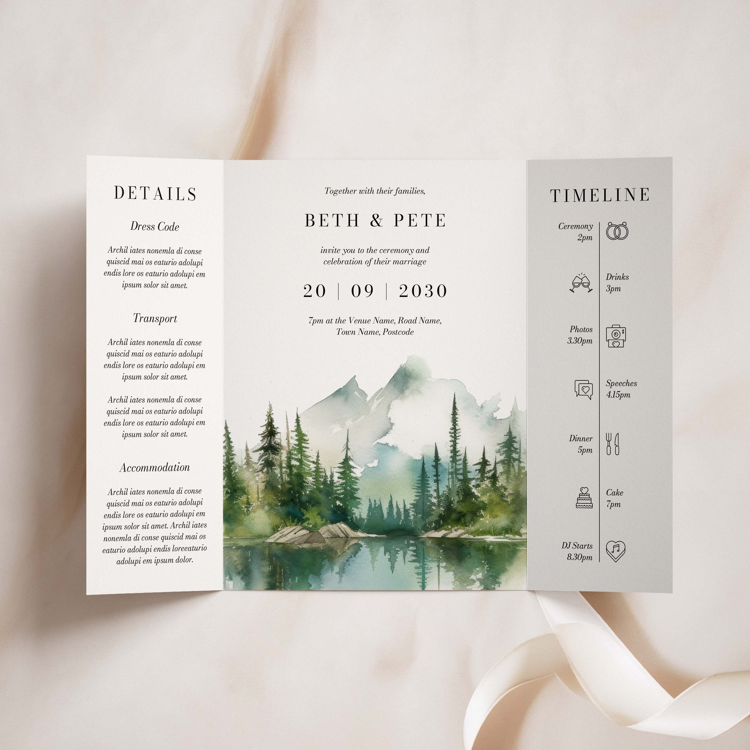 Forest and Mountain Gatefold Wedding Invitation Samples