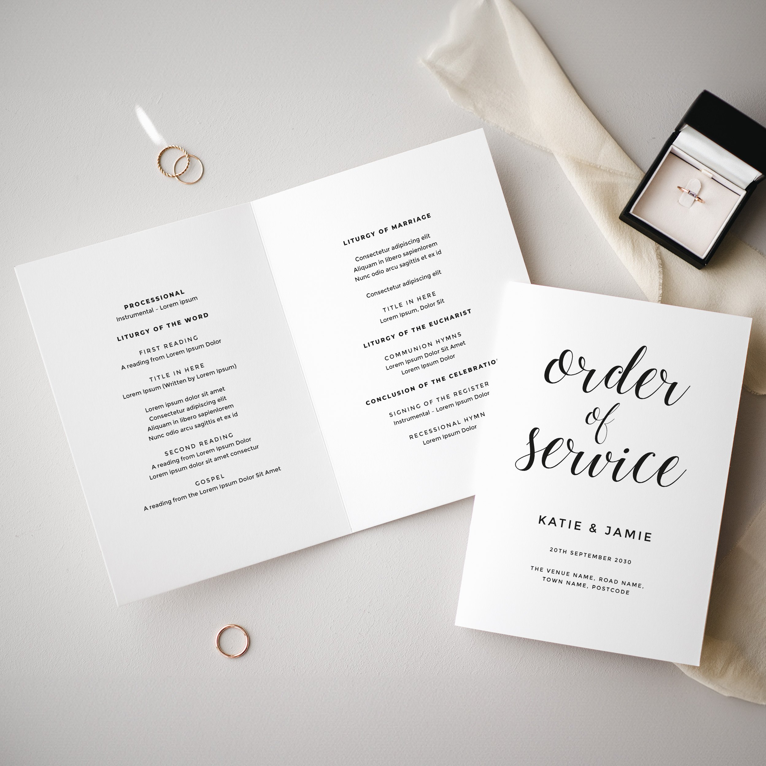 Simple Wedding Order of Service Booklet
