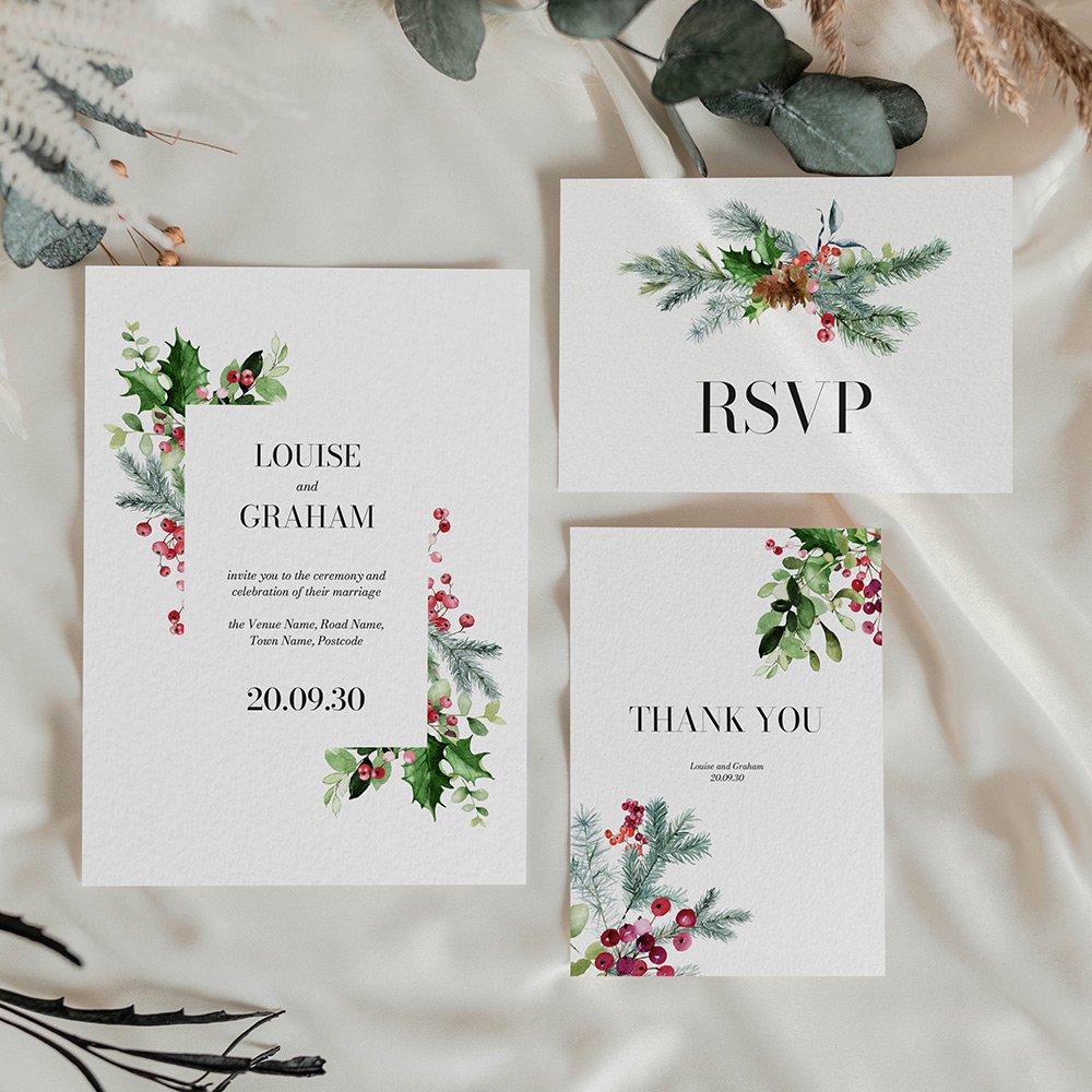 Winter Christmas Theme Wedding Stationery Suite