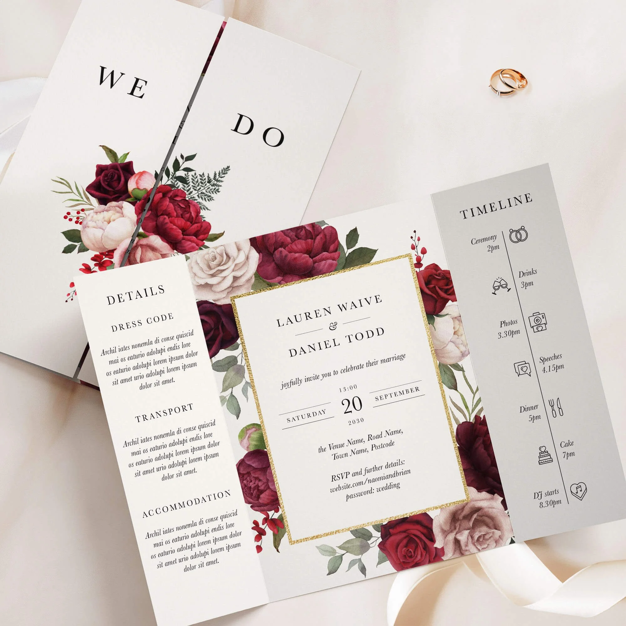 The Romance (Border) Gatefold Wedding Invitation