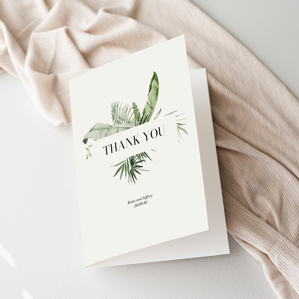 Typical Foliage Thank You Cards For Wedding