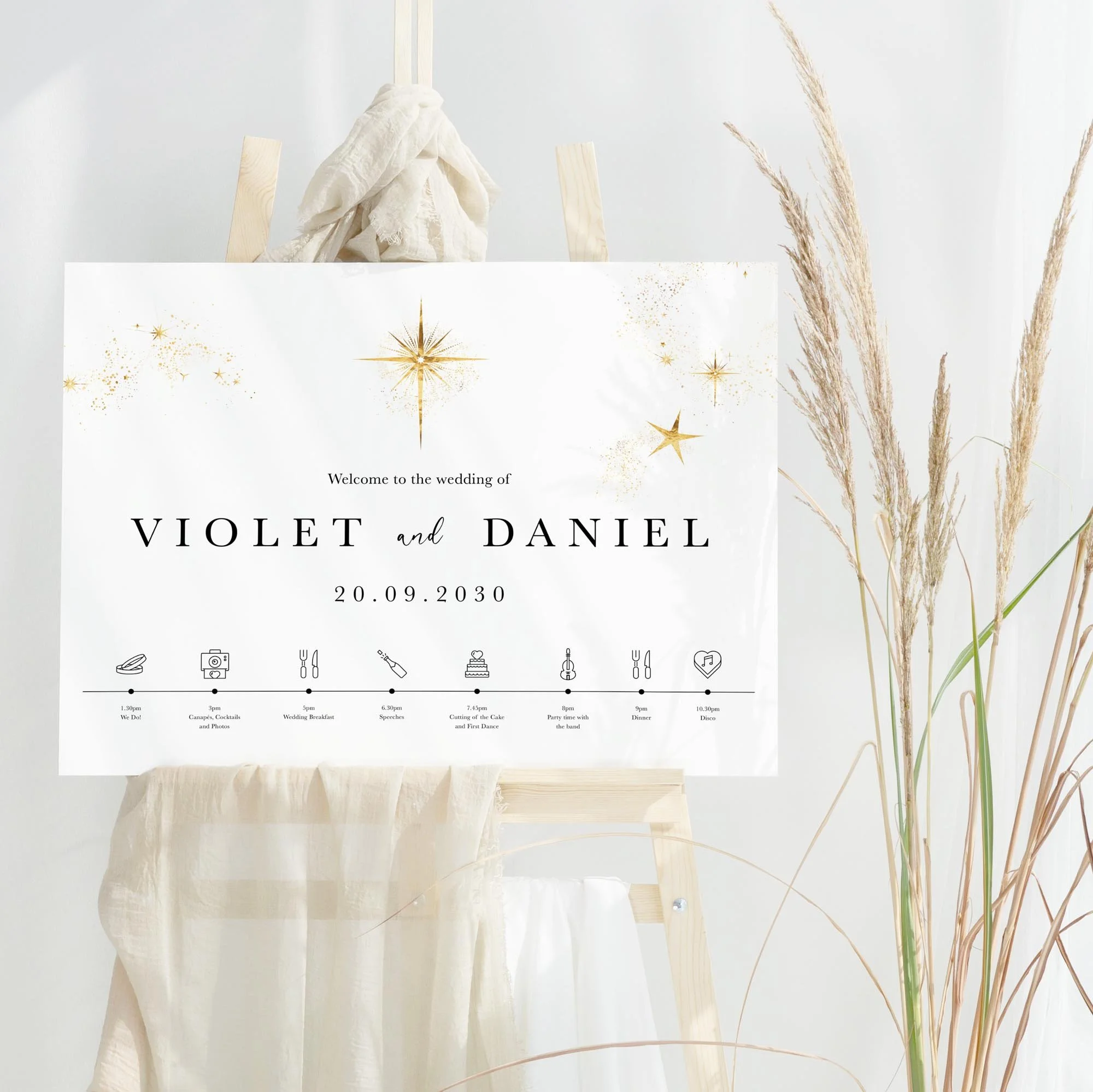 Celestial wedding welcome sign design