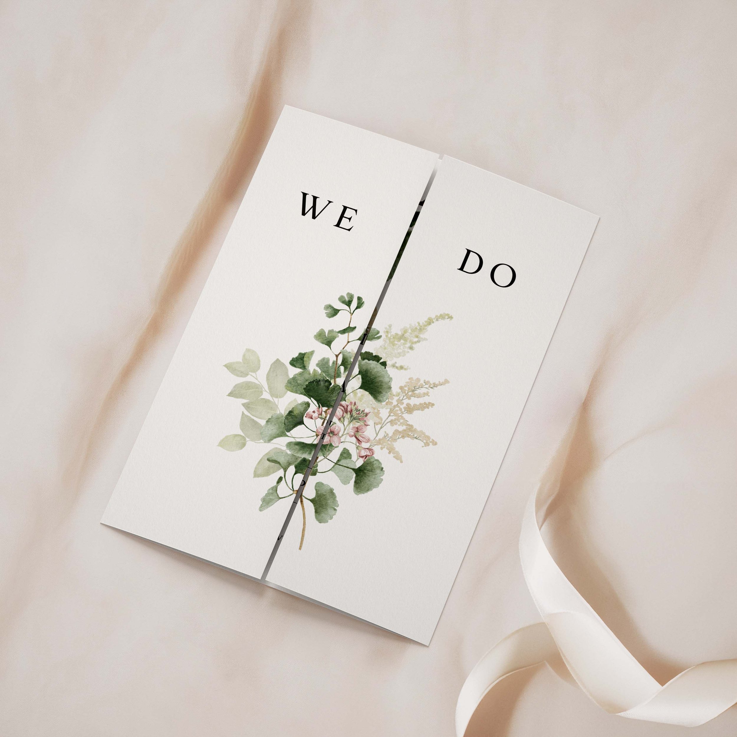 Greenery Folded wedding Invitation
