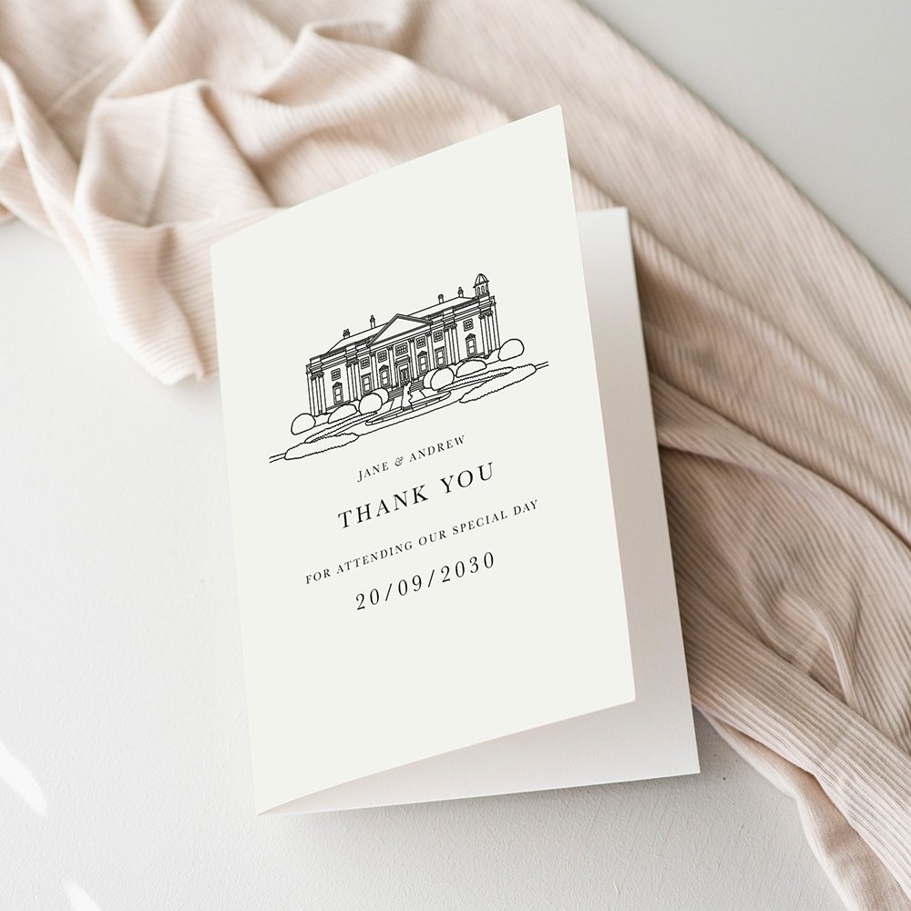 Custom Venue Illustration Thank You Cards For Wedding